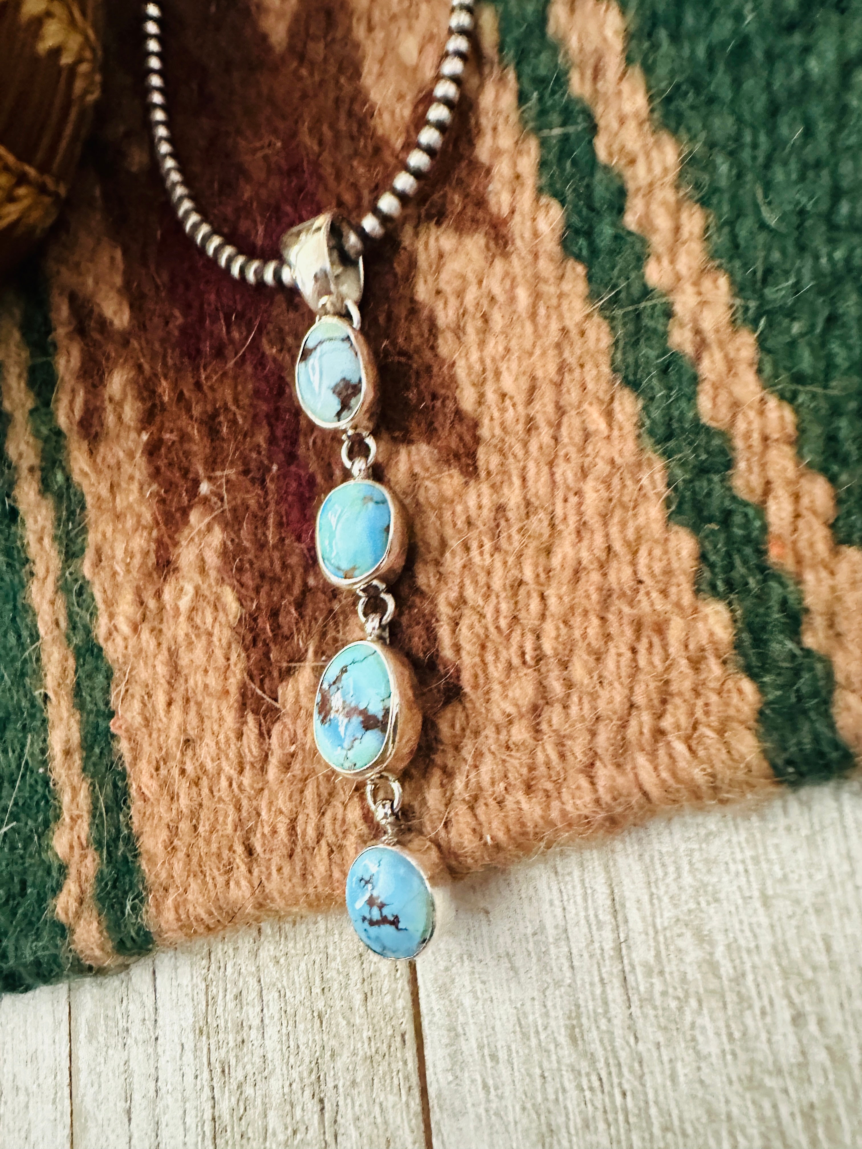 Handcrafted Golden Hills Turquoise & Sterling Silver Pendant