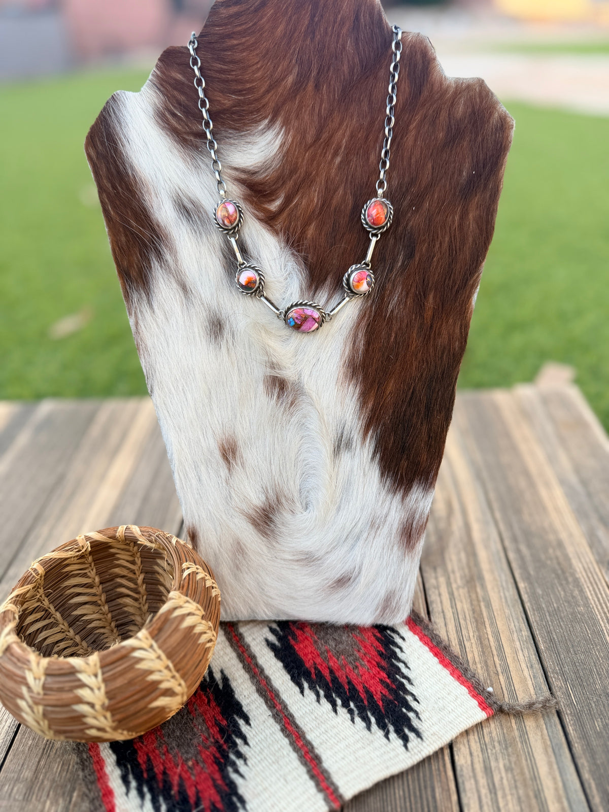 Handcrafted Sterling Silver & Pink Dream Mojave Necklace by Augustine Largo