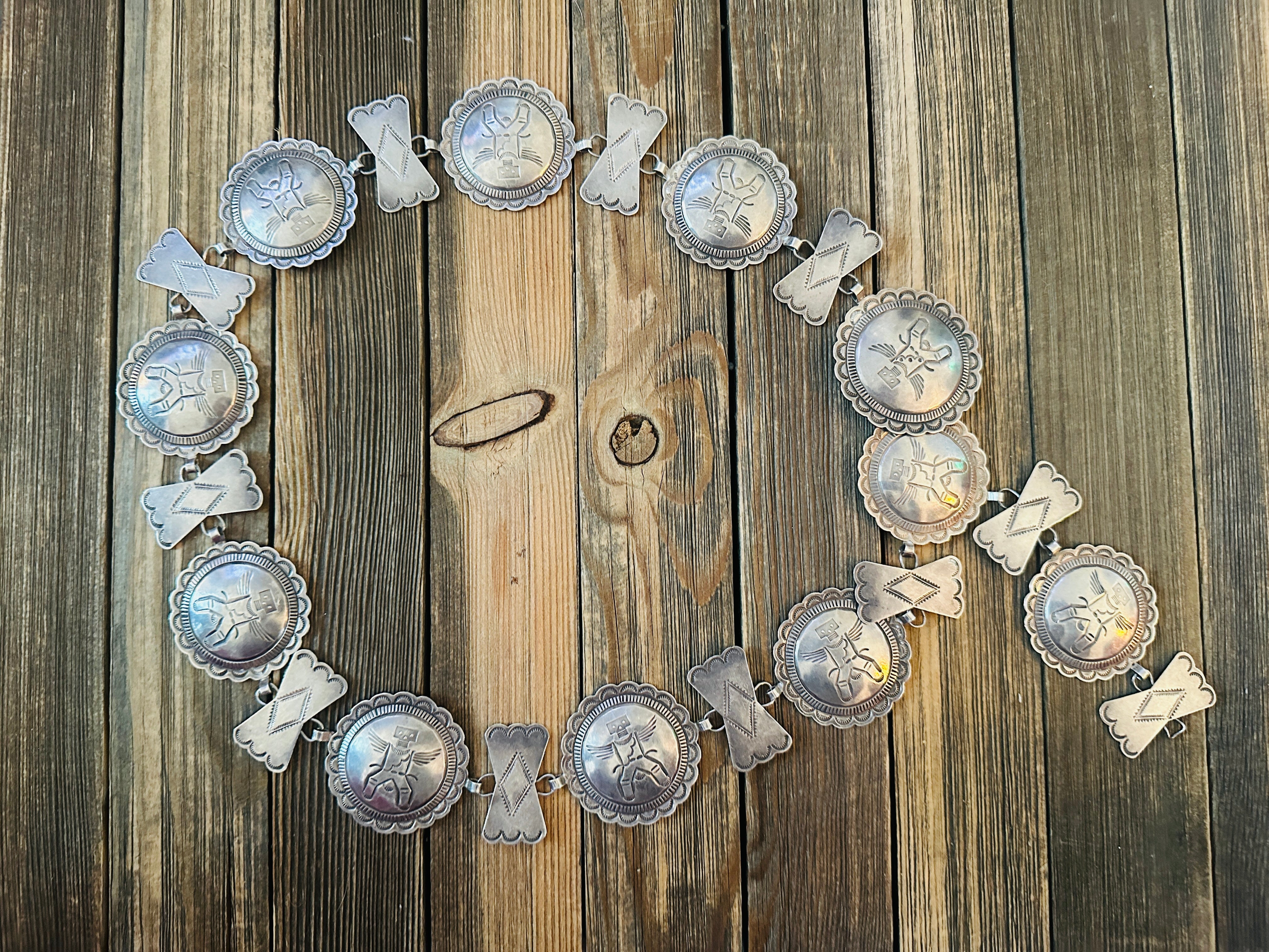 Handcrafted Vintage Old Pawn Sterling Silver Concho Belt