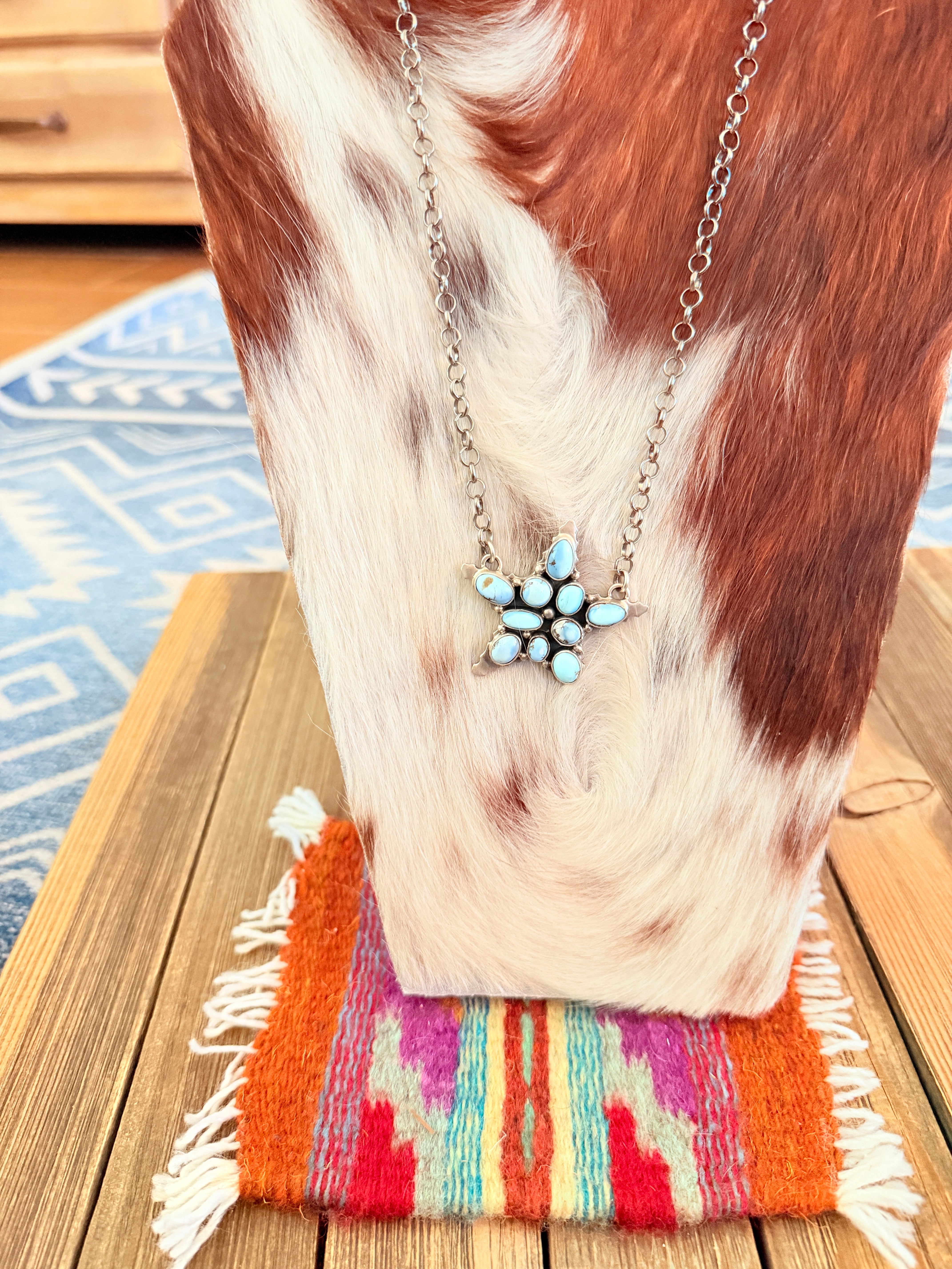 Handcrafted Golden Hills Turquoise & Sterling Silver Star Necklace by Emer Thompson
