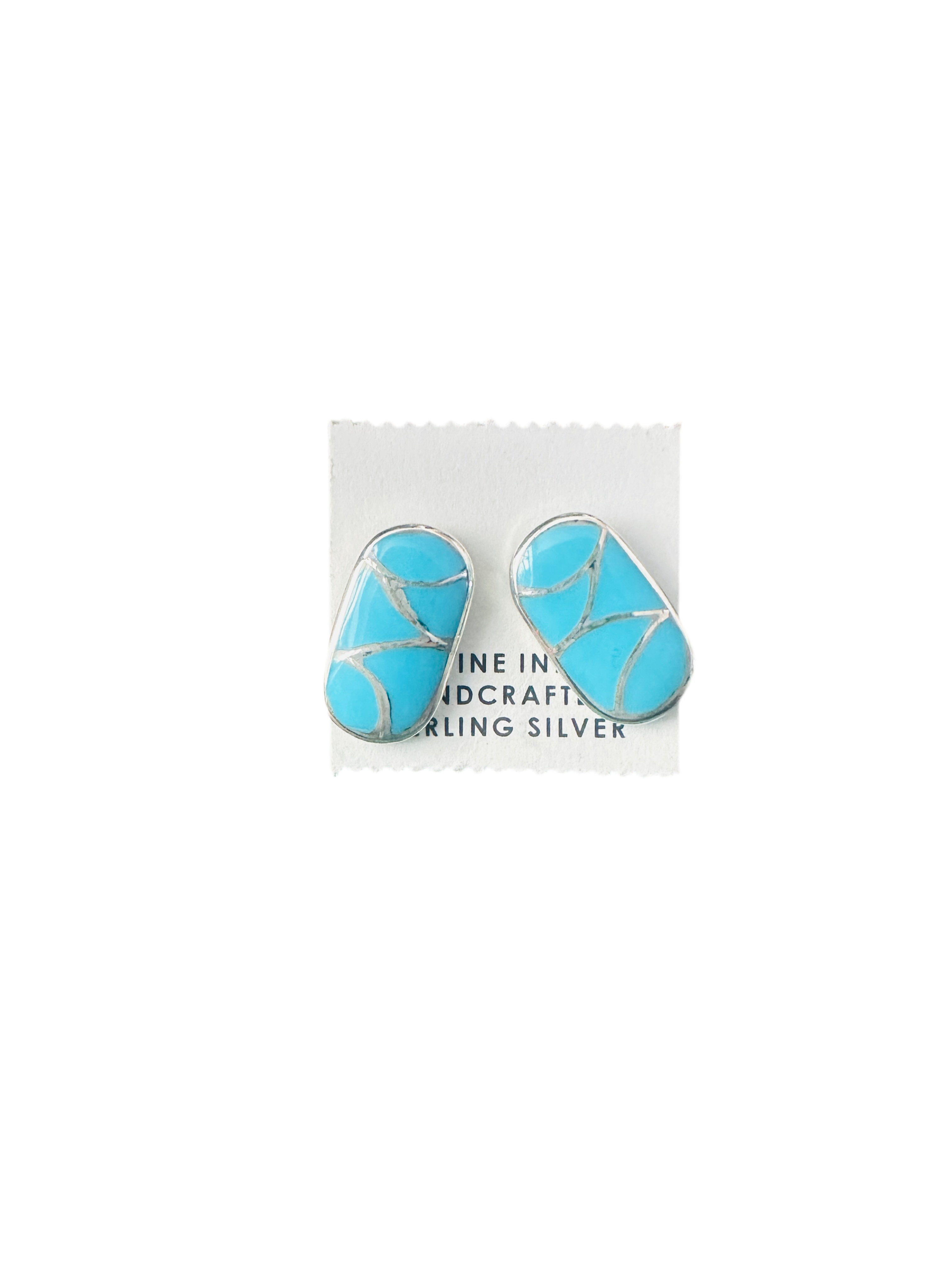 Handcrafted Turquoise & Sterling Silver Inlay Post Earrings