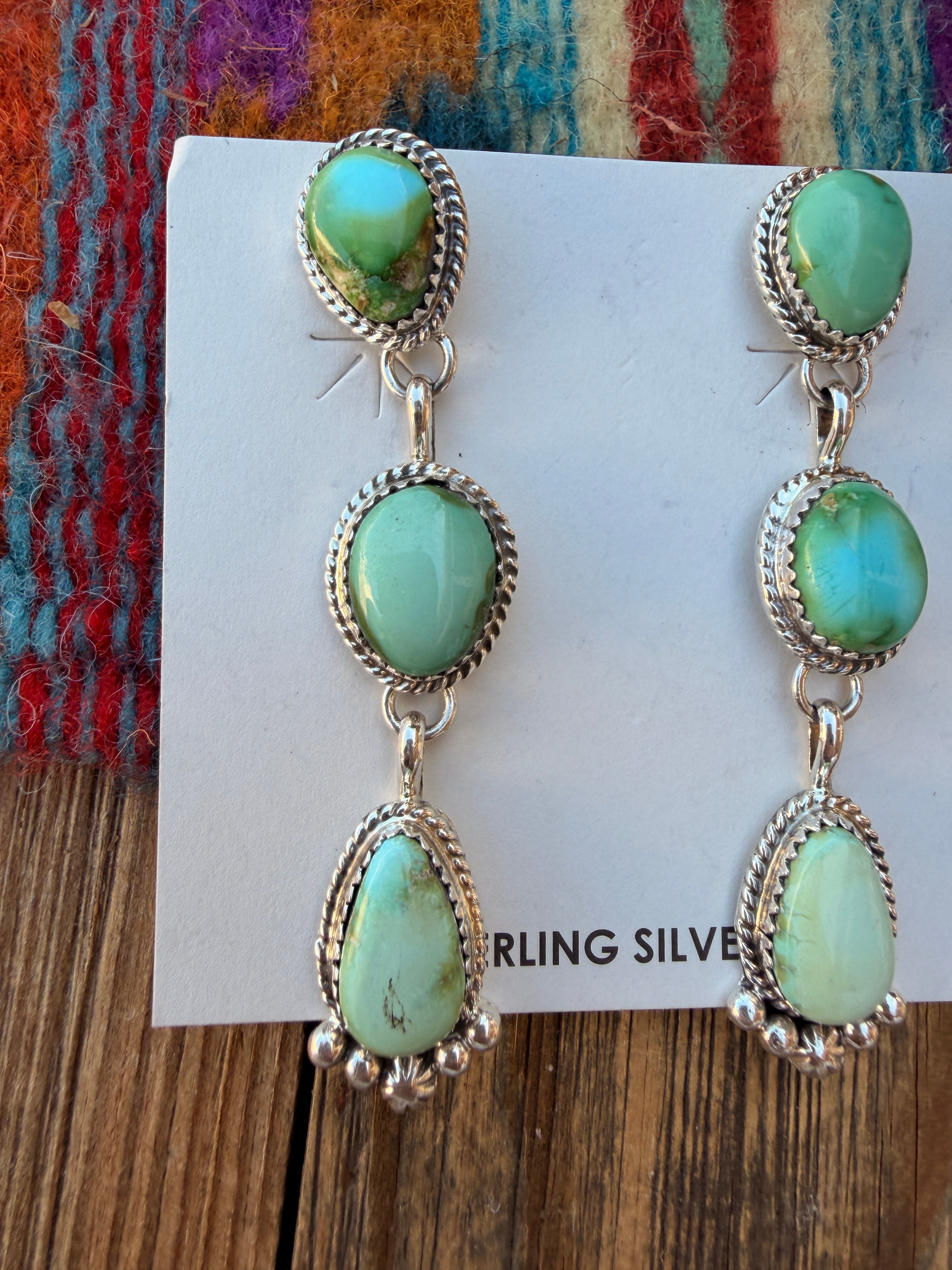 Handcrafted Sonoran Mountain Turquoise & Sterling Silver Dangle Earrings