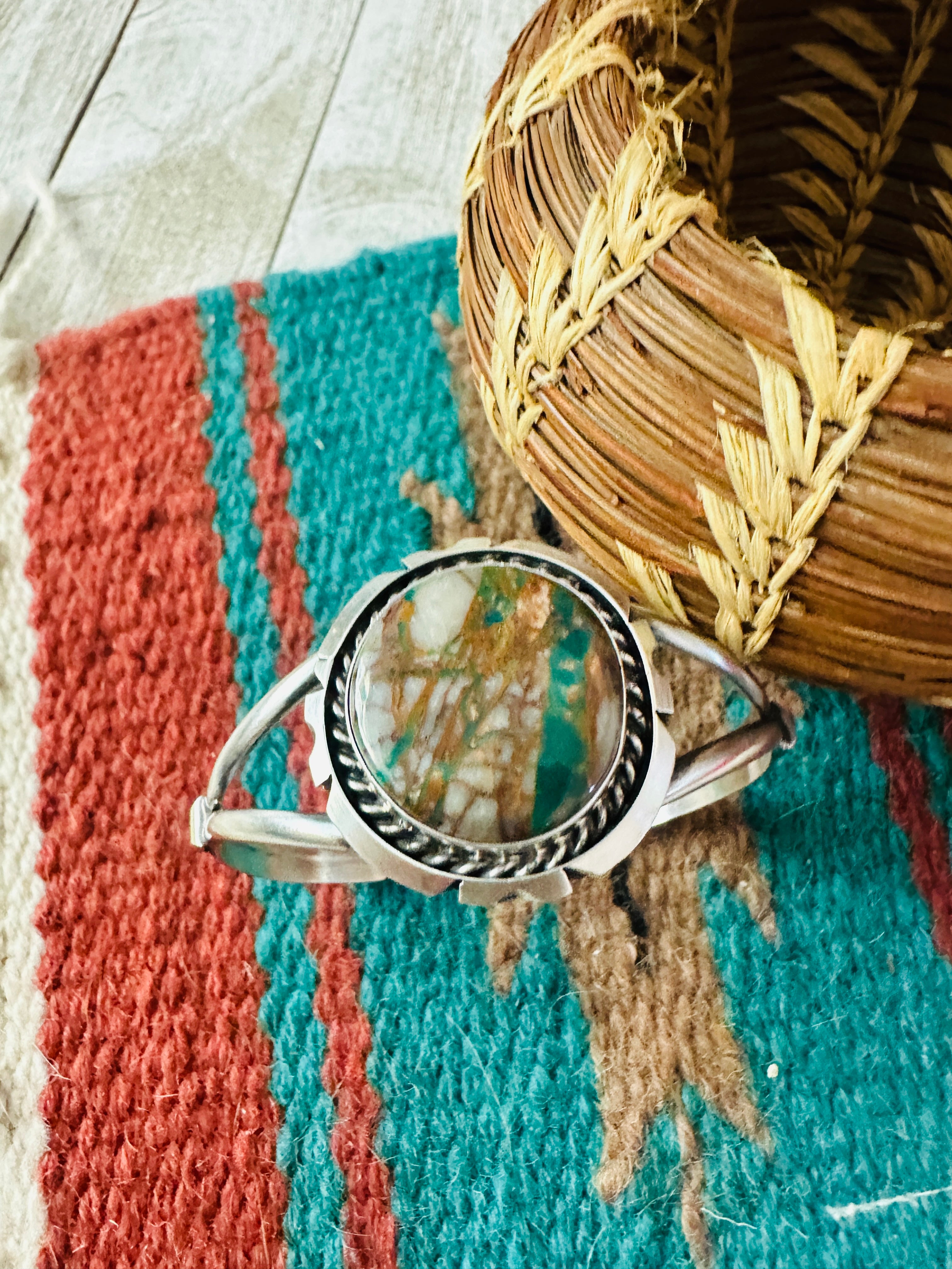 Handcrafted Sterling Silver & Royston Turquoise Cuff Bracelet