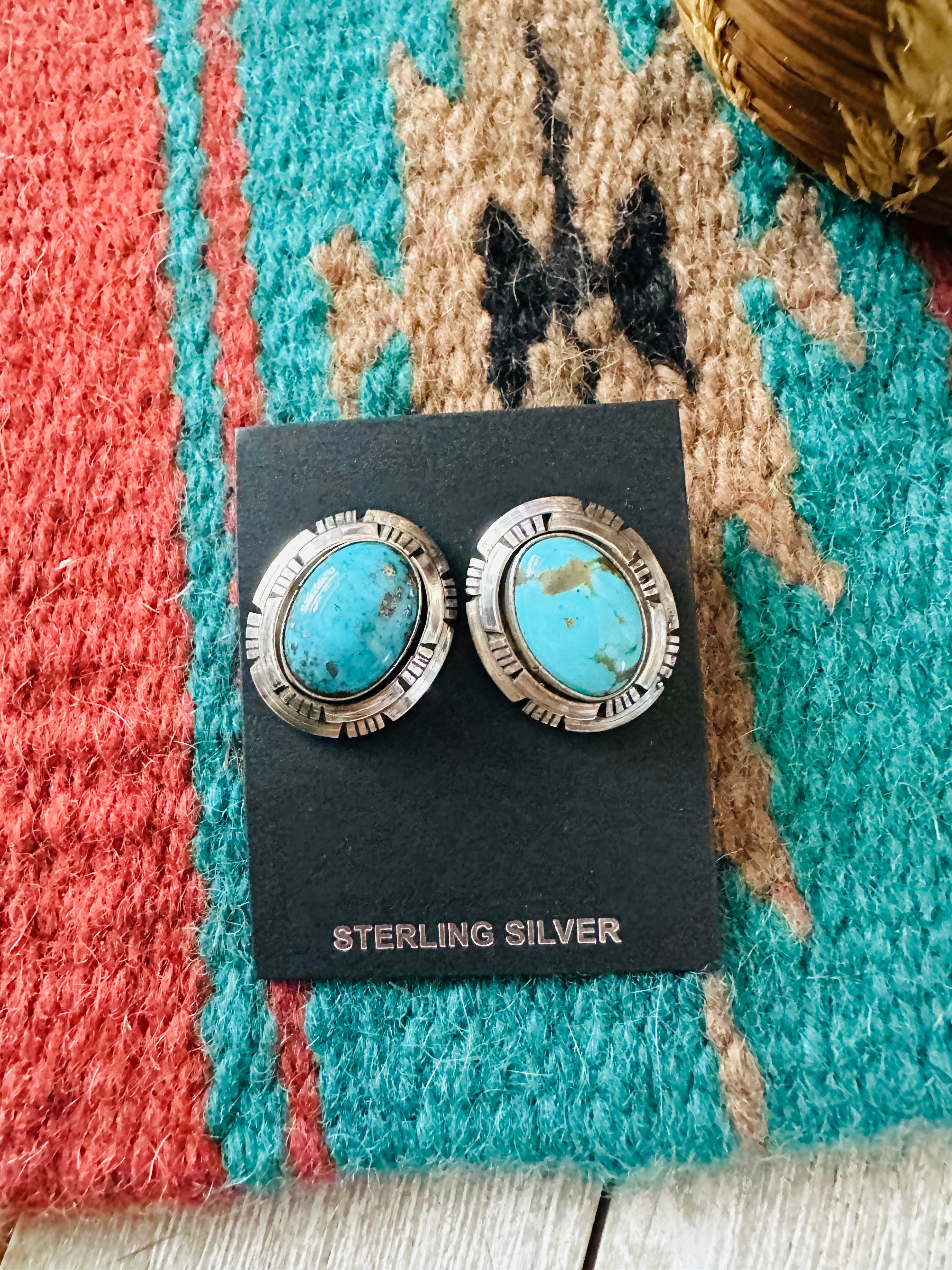 Handcrafted Sterling Silver & Turquoise Post Earrings
