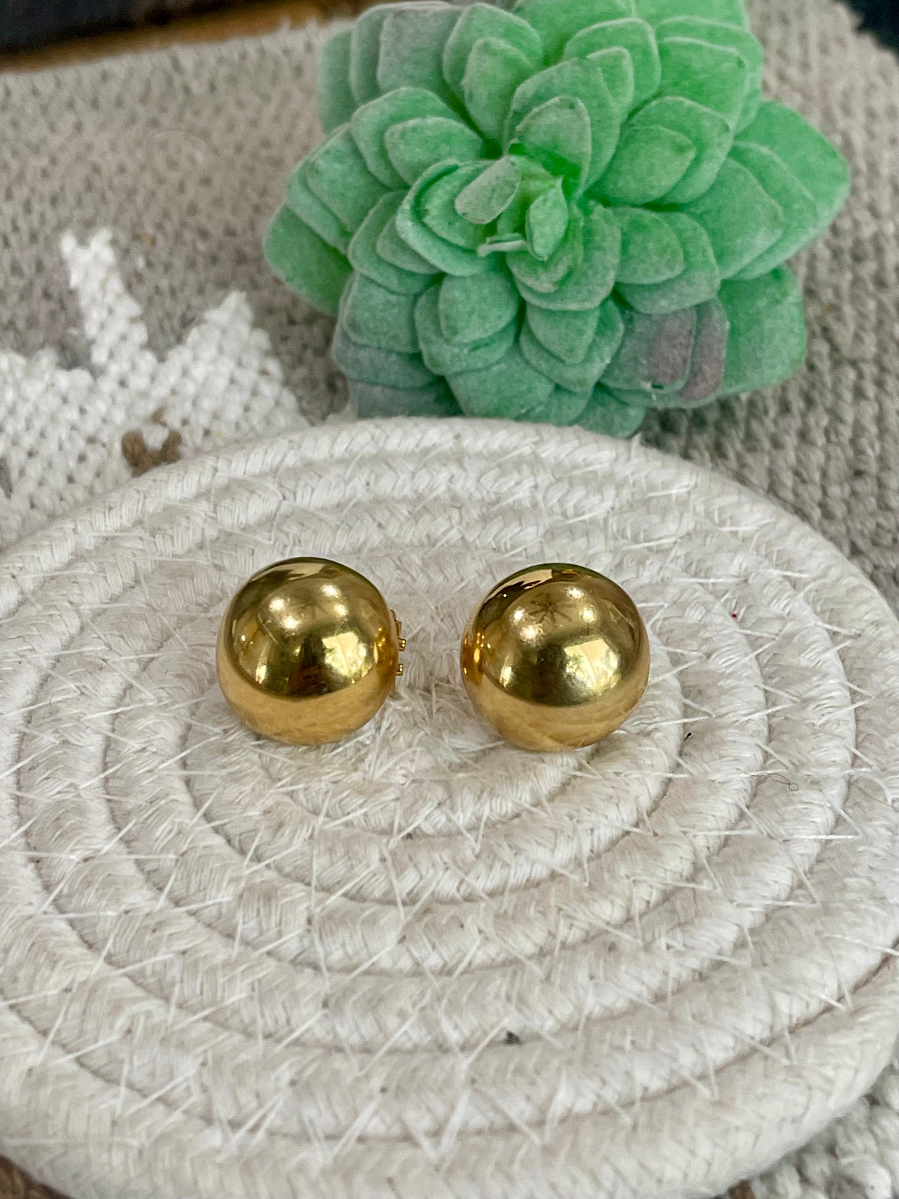 Vintage Gold Plated Round Stud Earrings