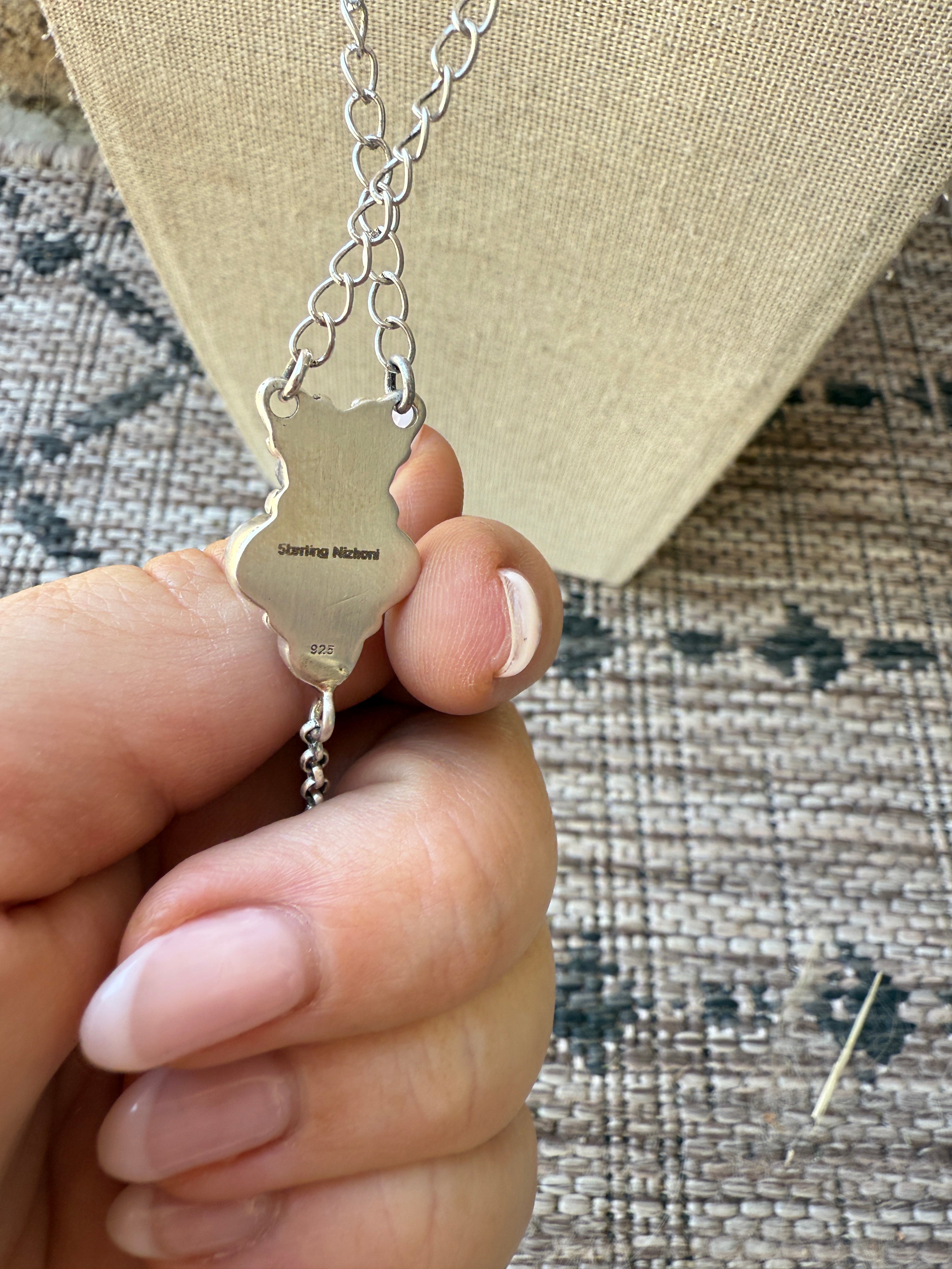 Beautiful Handmade Sterling Silver & Emerald Valley Turquoise Necklace