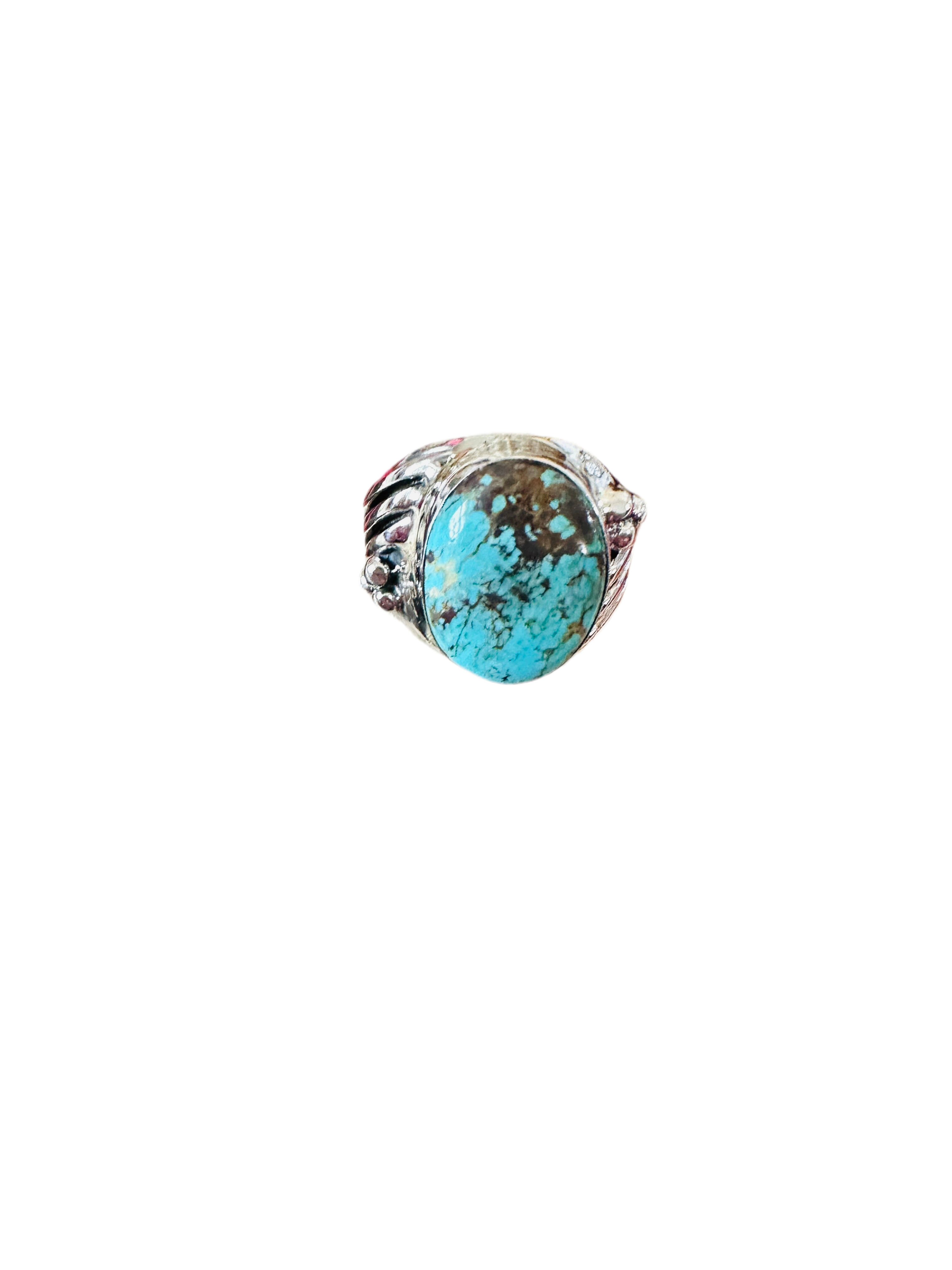 Handcrafted Turquoise & Sterling Silver Cigar Band Ring Size 9.5