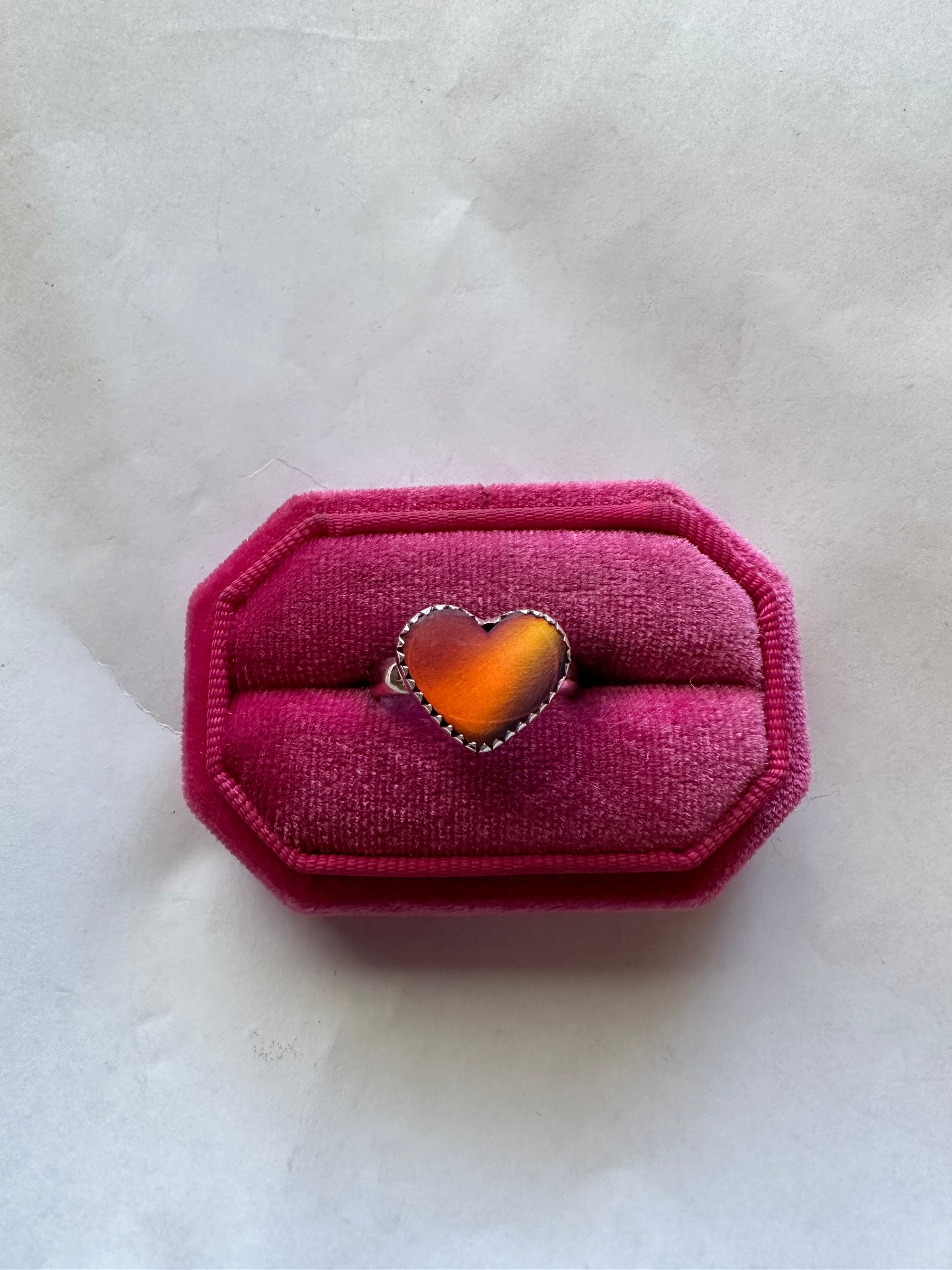 Pink Amore Handmade Adjustable Pink Opal Sterling Silver Heart Ring