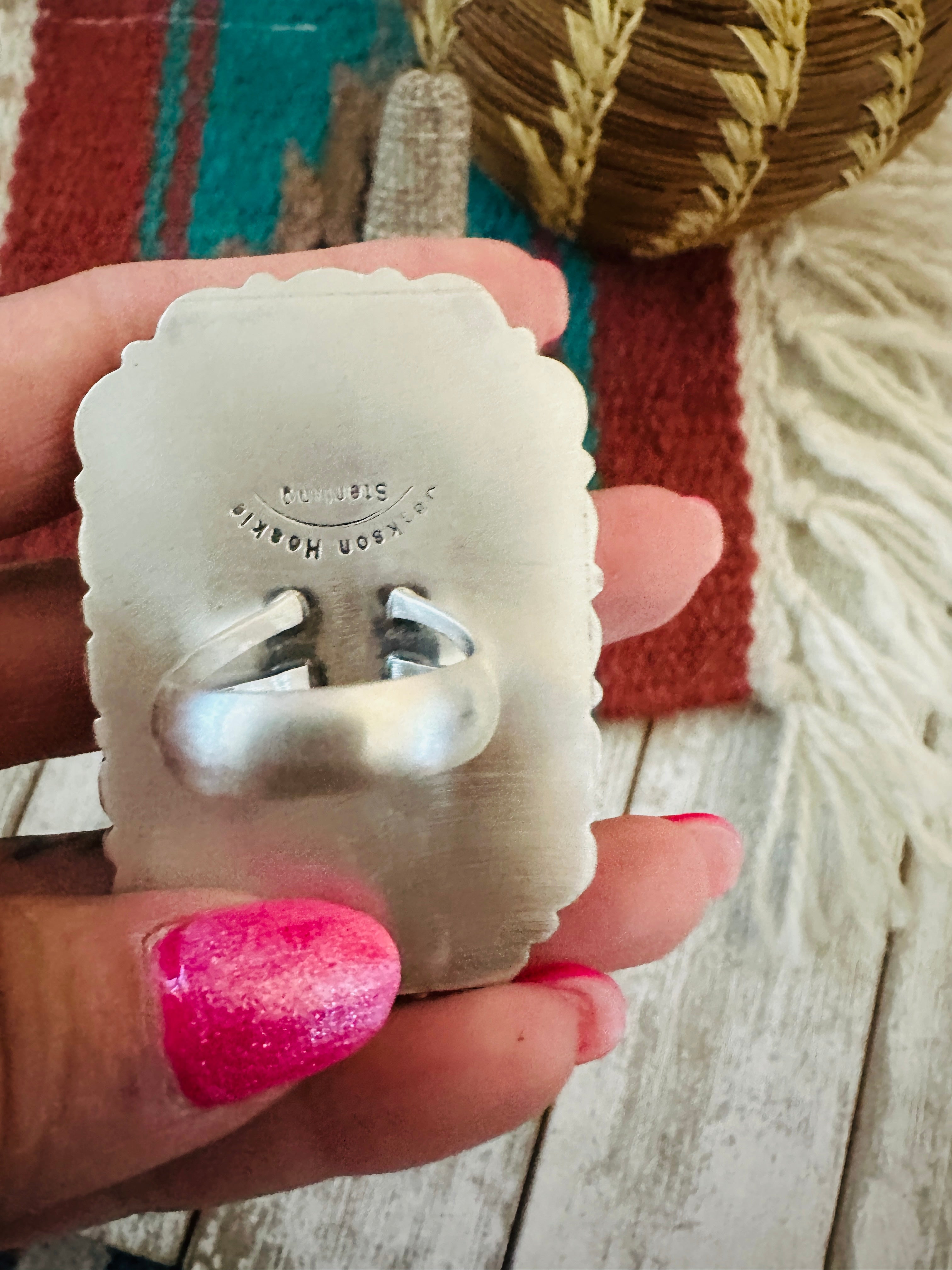 Handcrafted Blackjack Turquoise & Sterling Silver Ring Size 7 by Jackson Hoskie