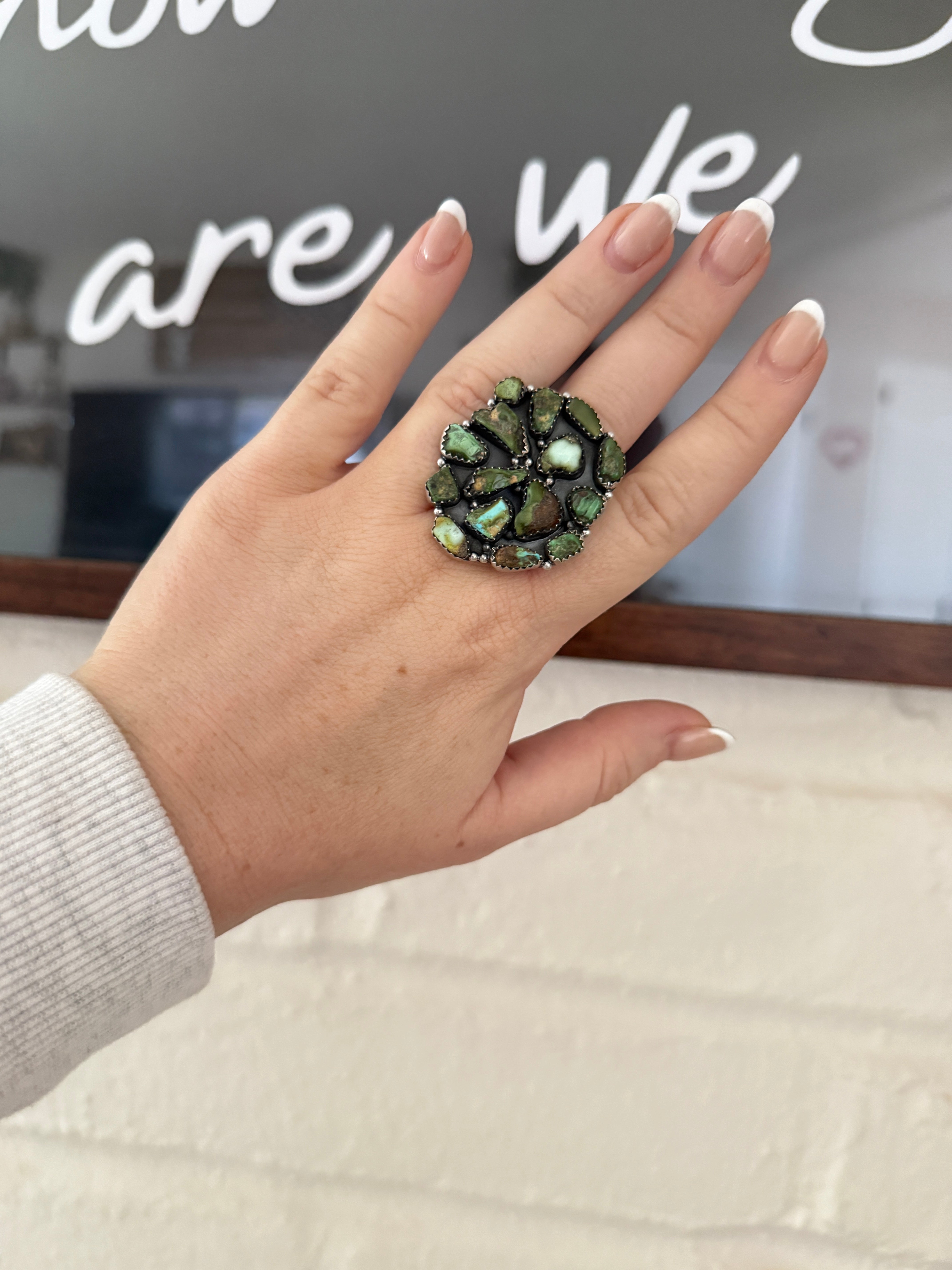 Handmade Palomino, Sonoran Turquoise & Sterling Silver Adjustable Ring