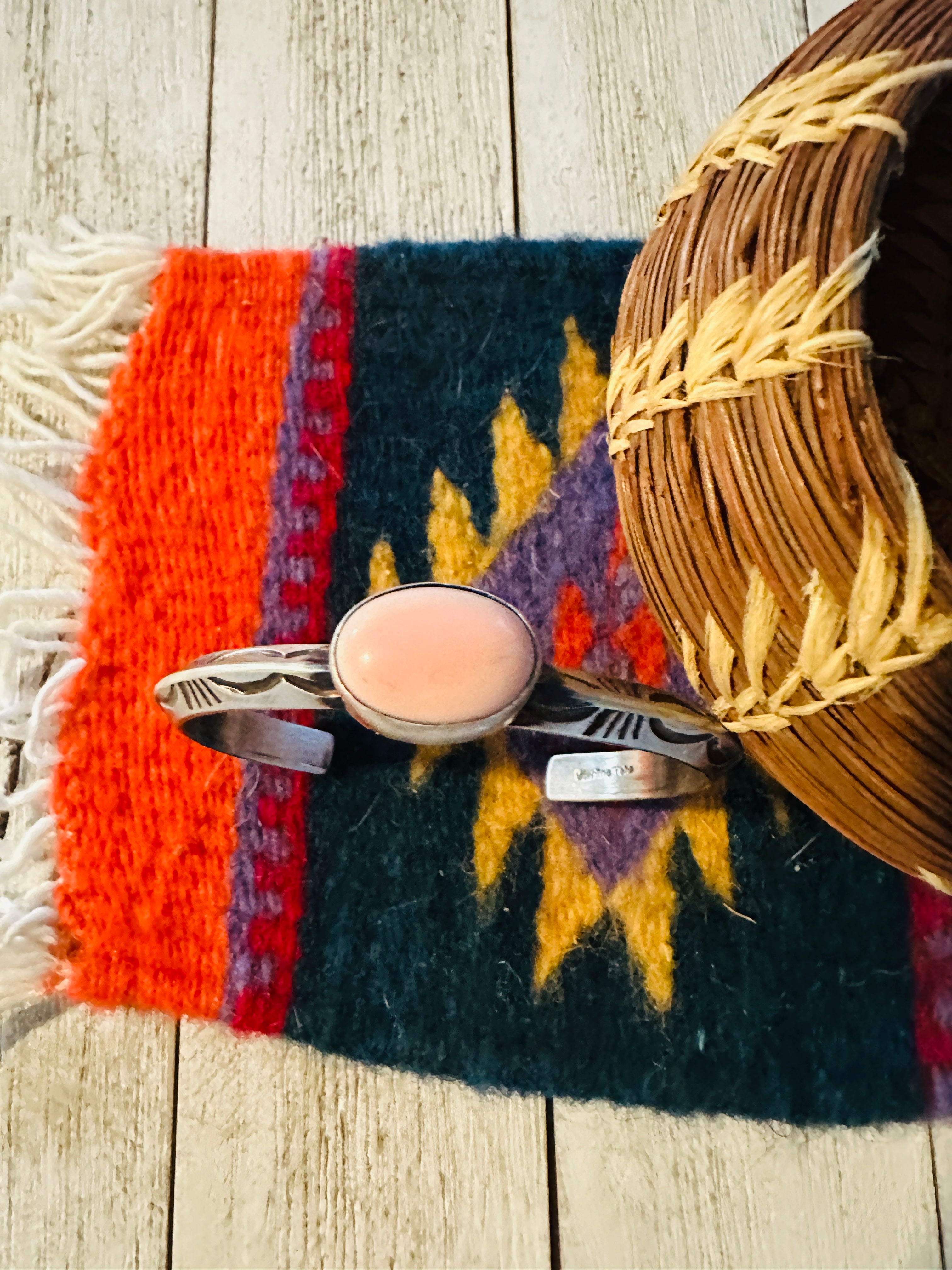 Handcrafted Sterling Silver & Queen Pink Conch Cuff Bracelet