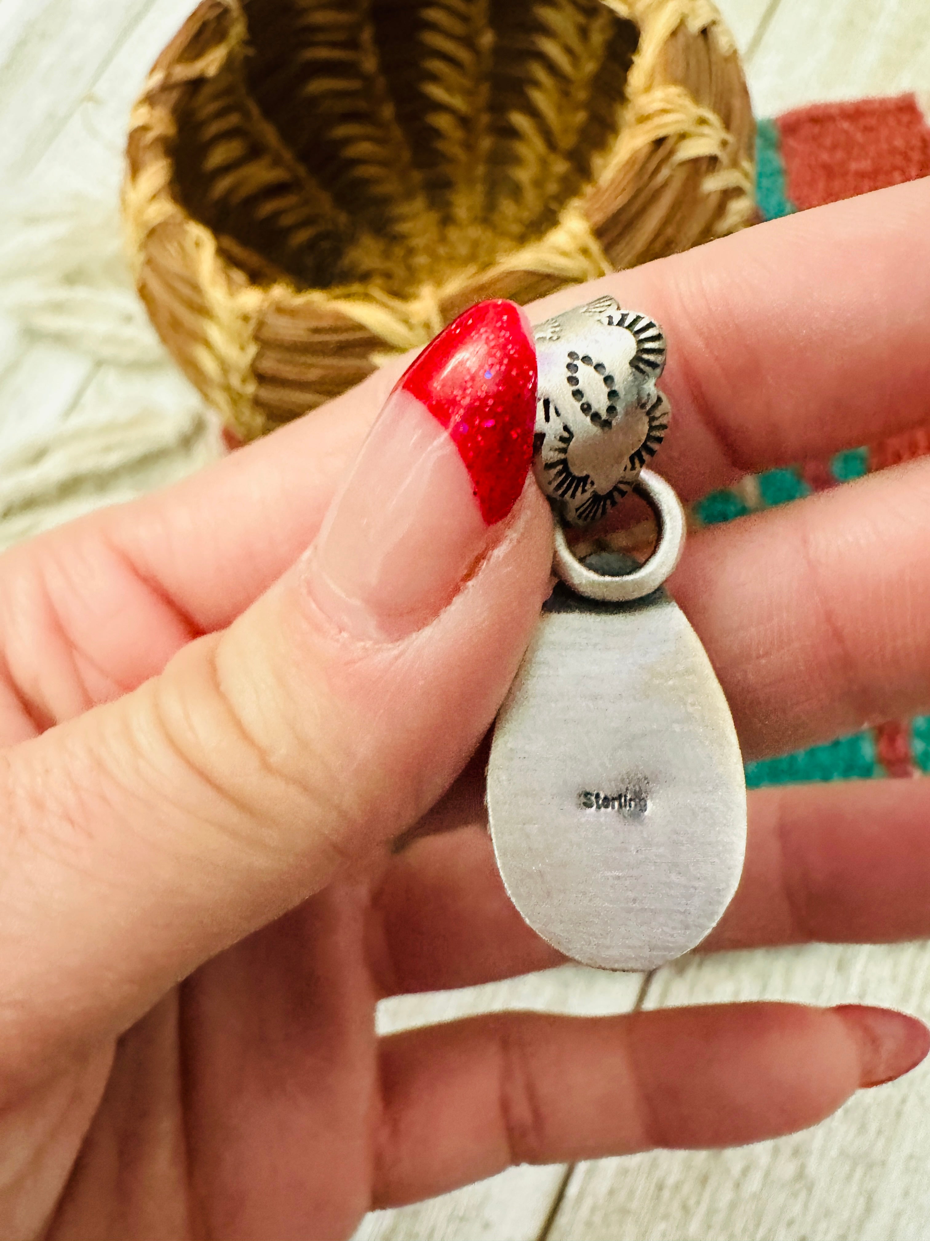 Handcrafted Sterling Silver, Purple Spiny & Turquoise Pendant