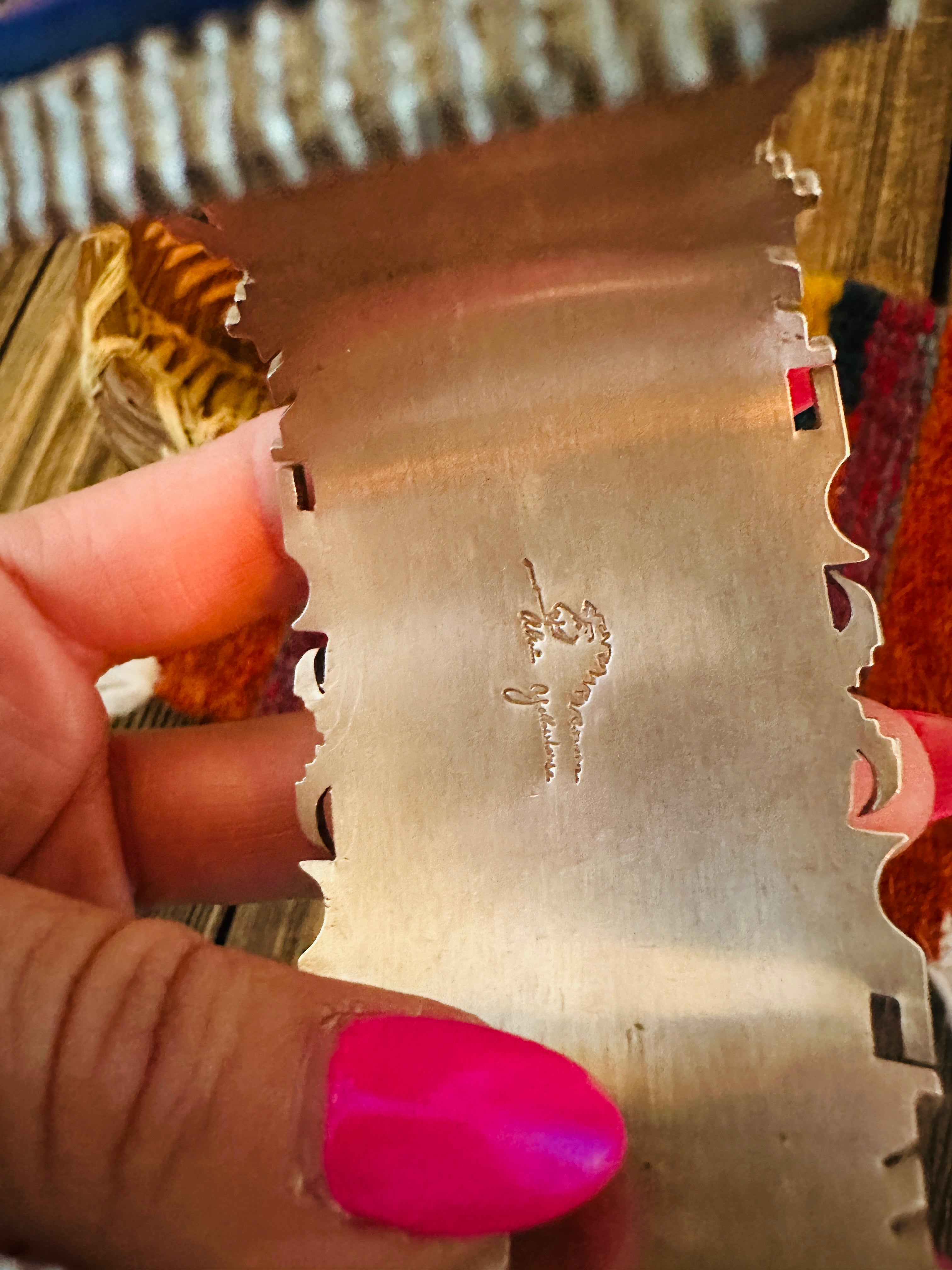 Handcrafted Sterling Silver & Multi Stone Inlay Pueblo Village Cuff Bracelet by Alvin Yellowhorse