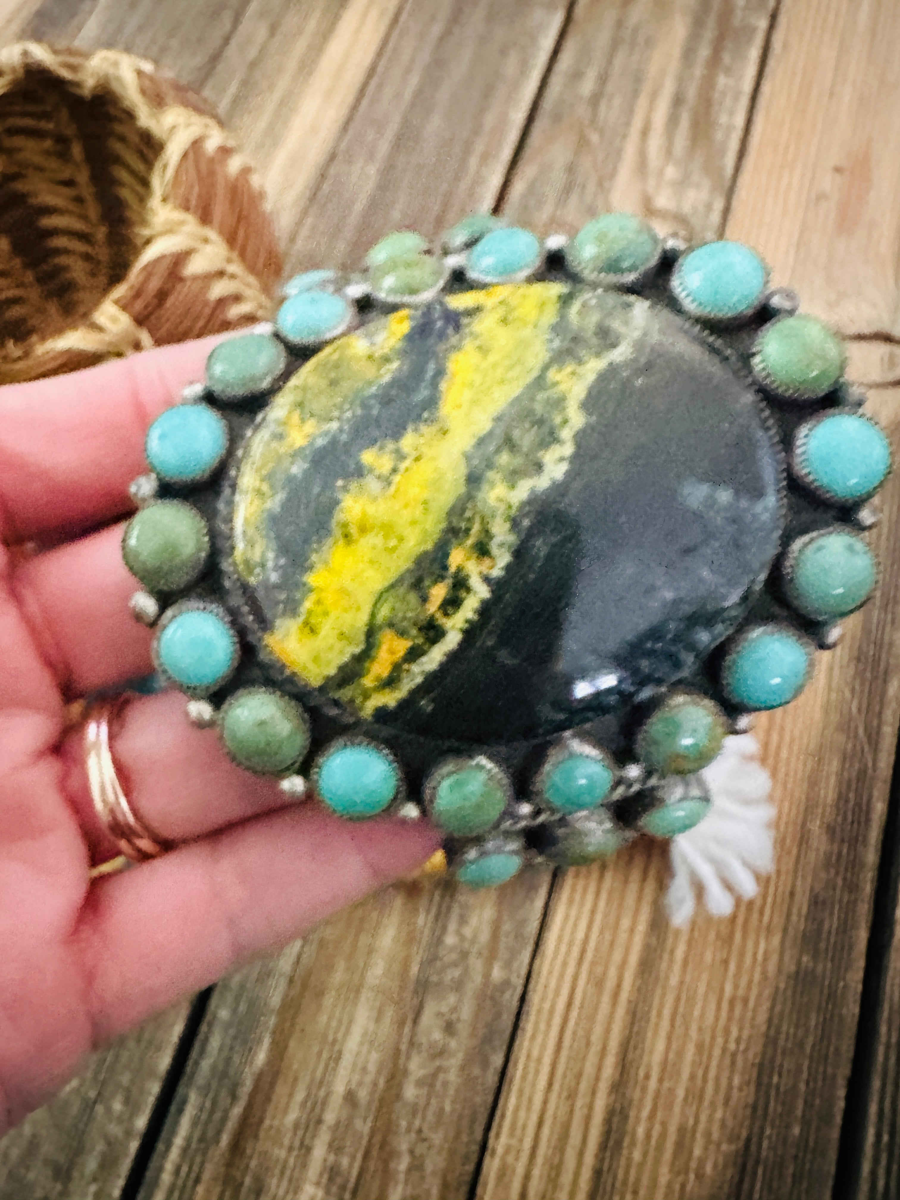 Handcrafted Sterling Silver, Turquoise & Bumblebee Cuff Bracelet