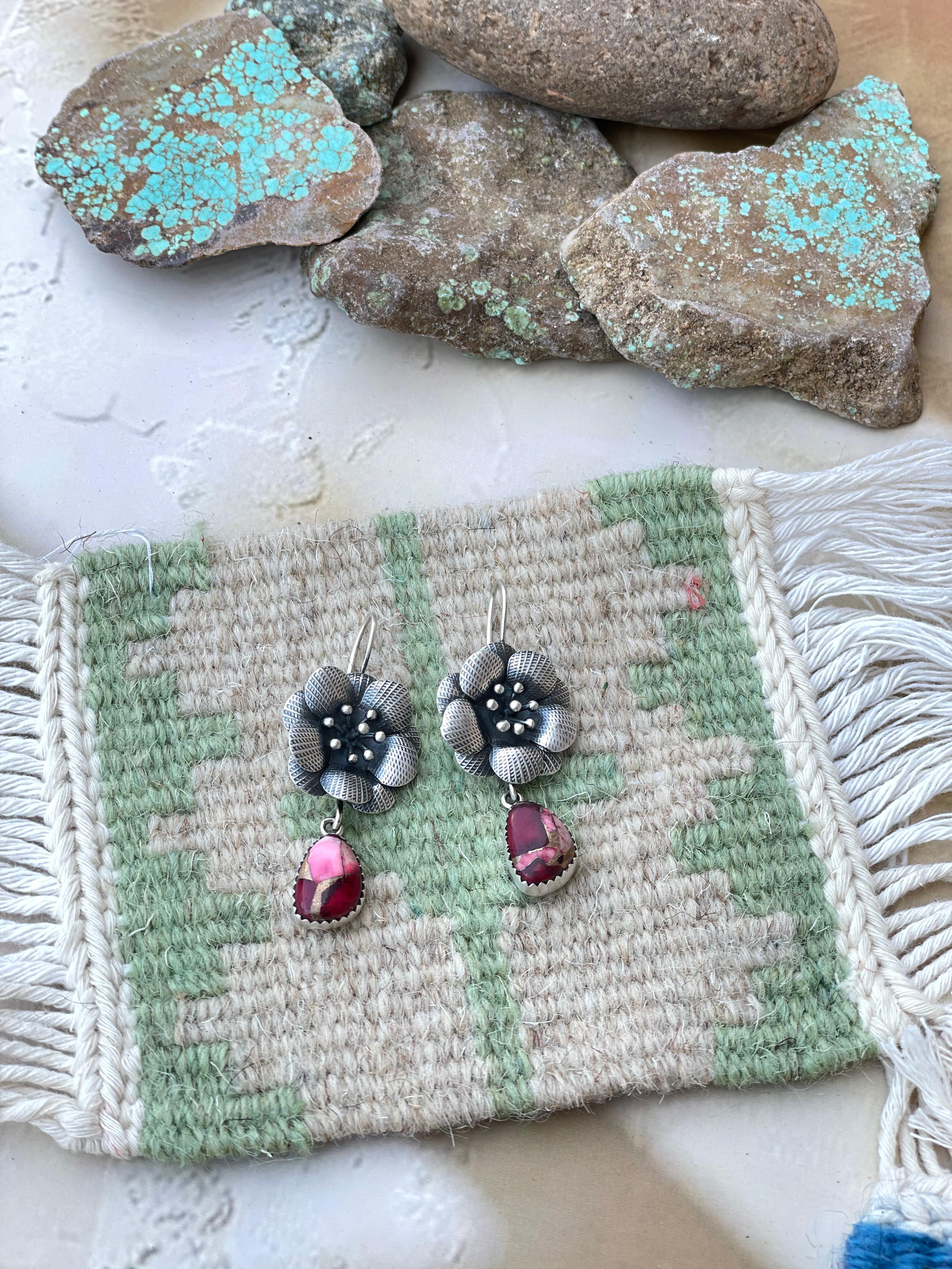 Dahlia Rose Handmade Sterling Silver Flower Dangles