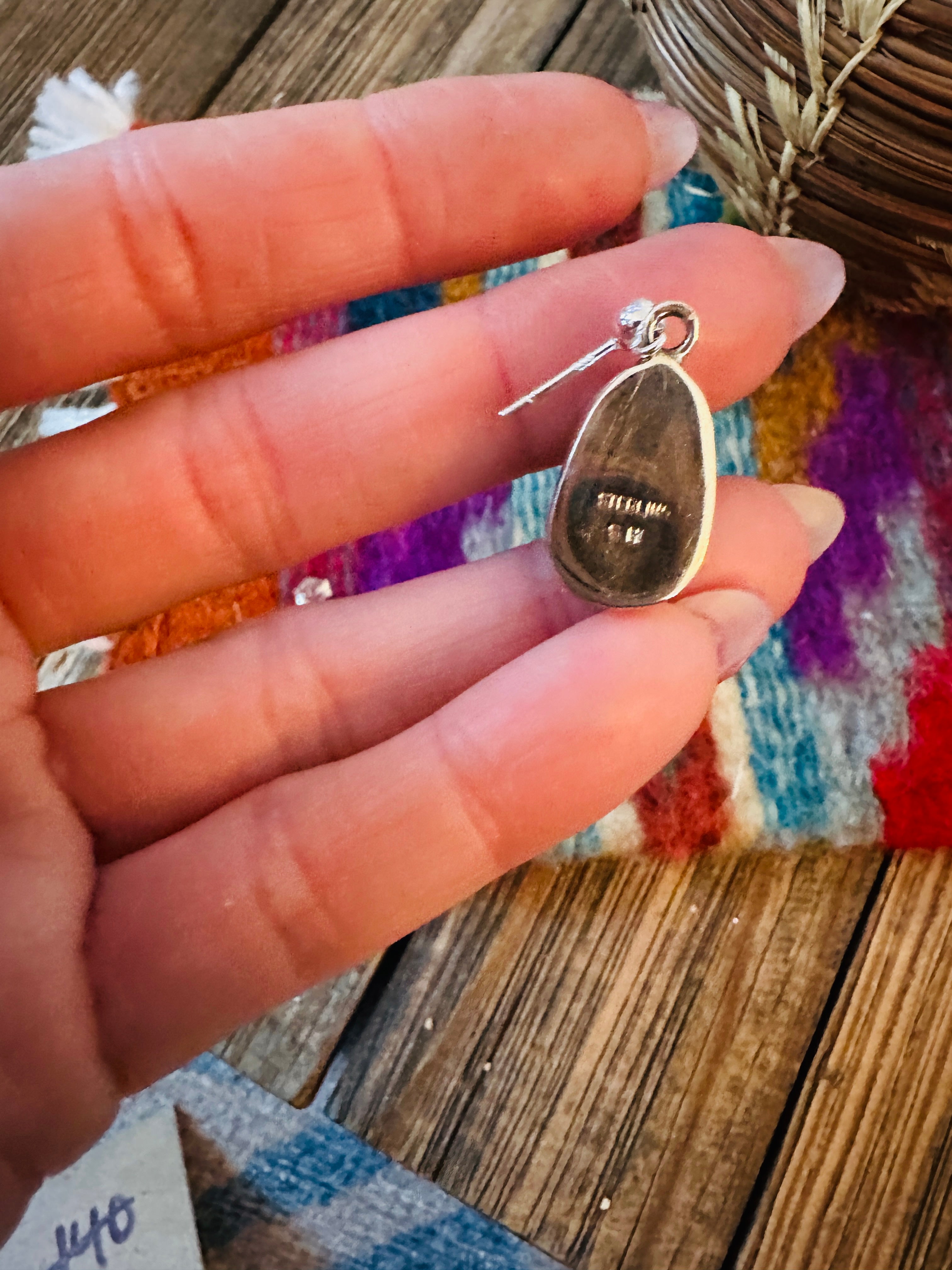 Handcrafted White Buffalo & Sterling Silver Dangle Earrings
