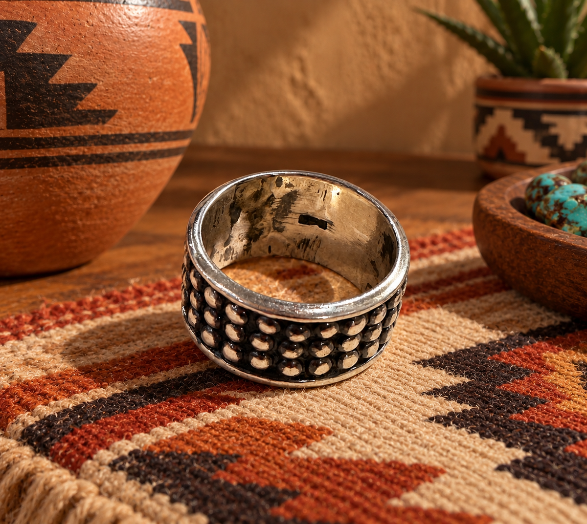 Handmade Sterling Silver Ball Cigar Band Ring