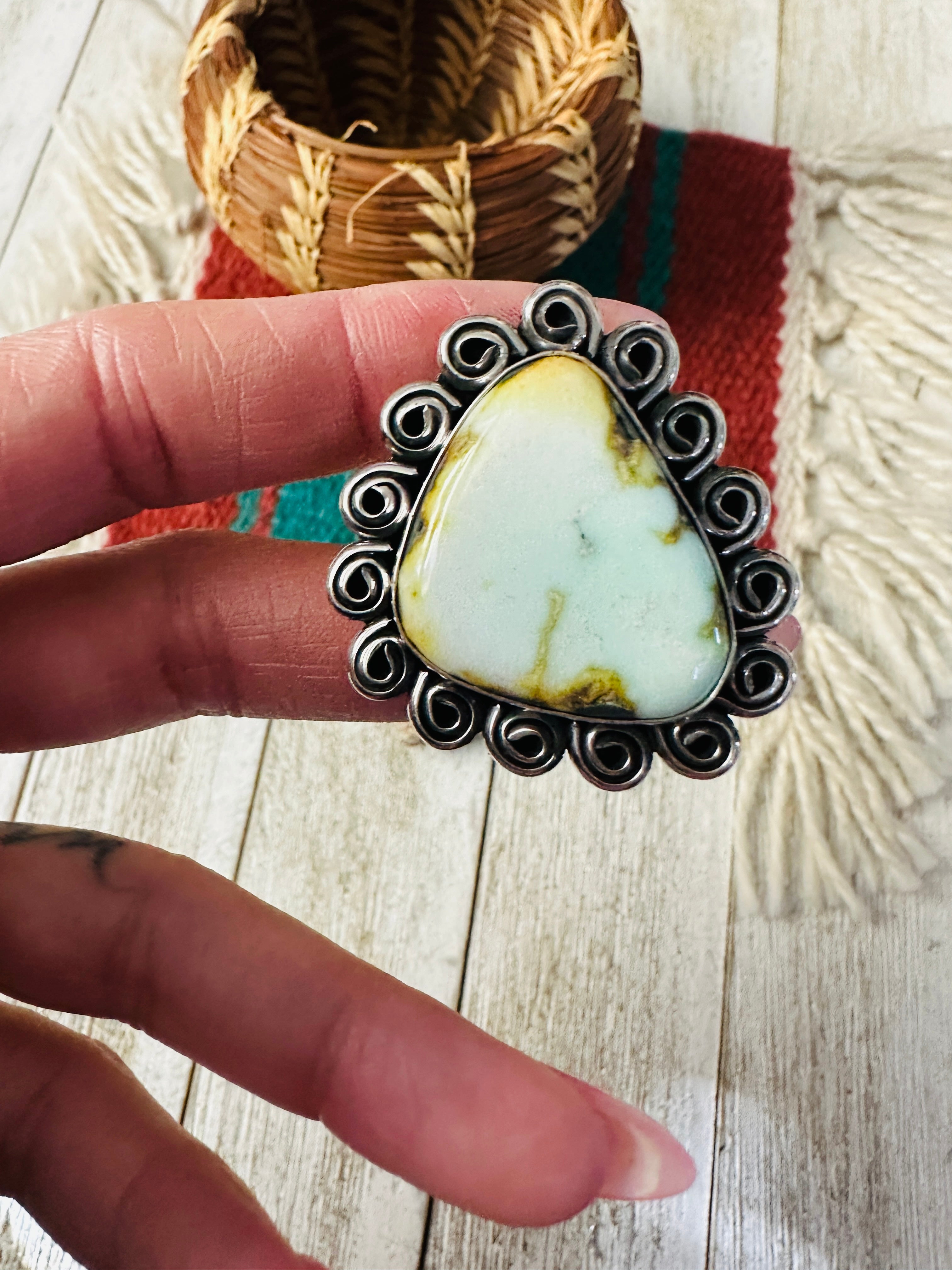 Handcrafted Palomino Turquoise & Sterling Silver Ring size 7.5