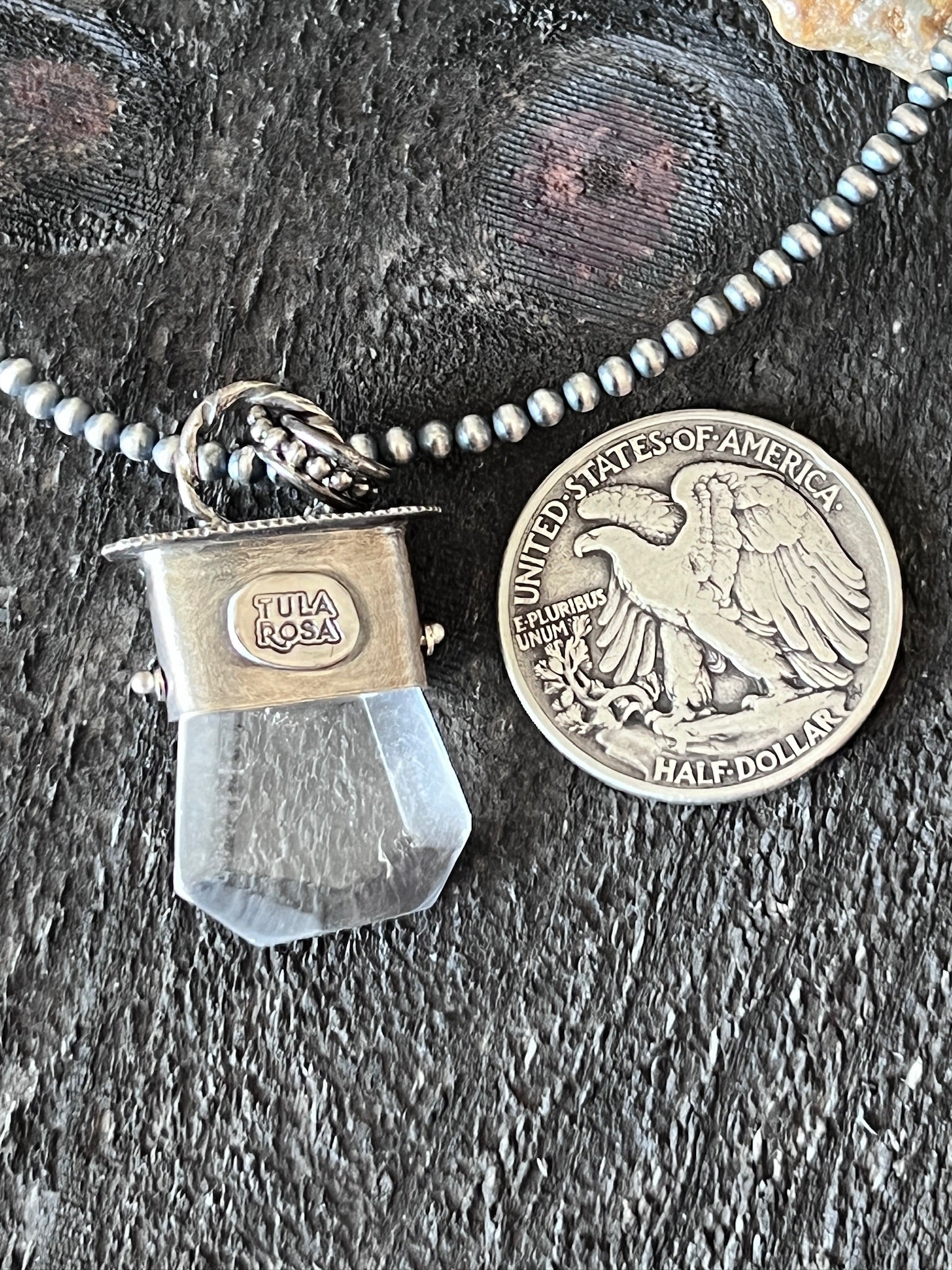 Sterling Silver Gem Collector 30” + 2” Beaded Necklace w/ Tularosa Quartz & Heart Pendant