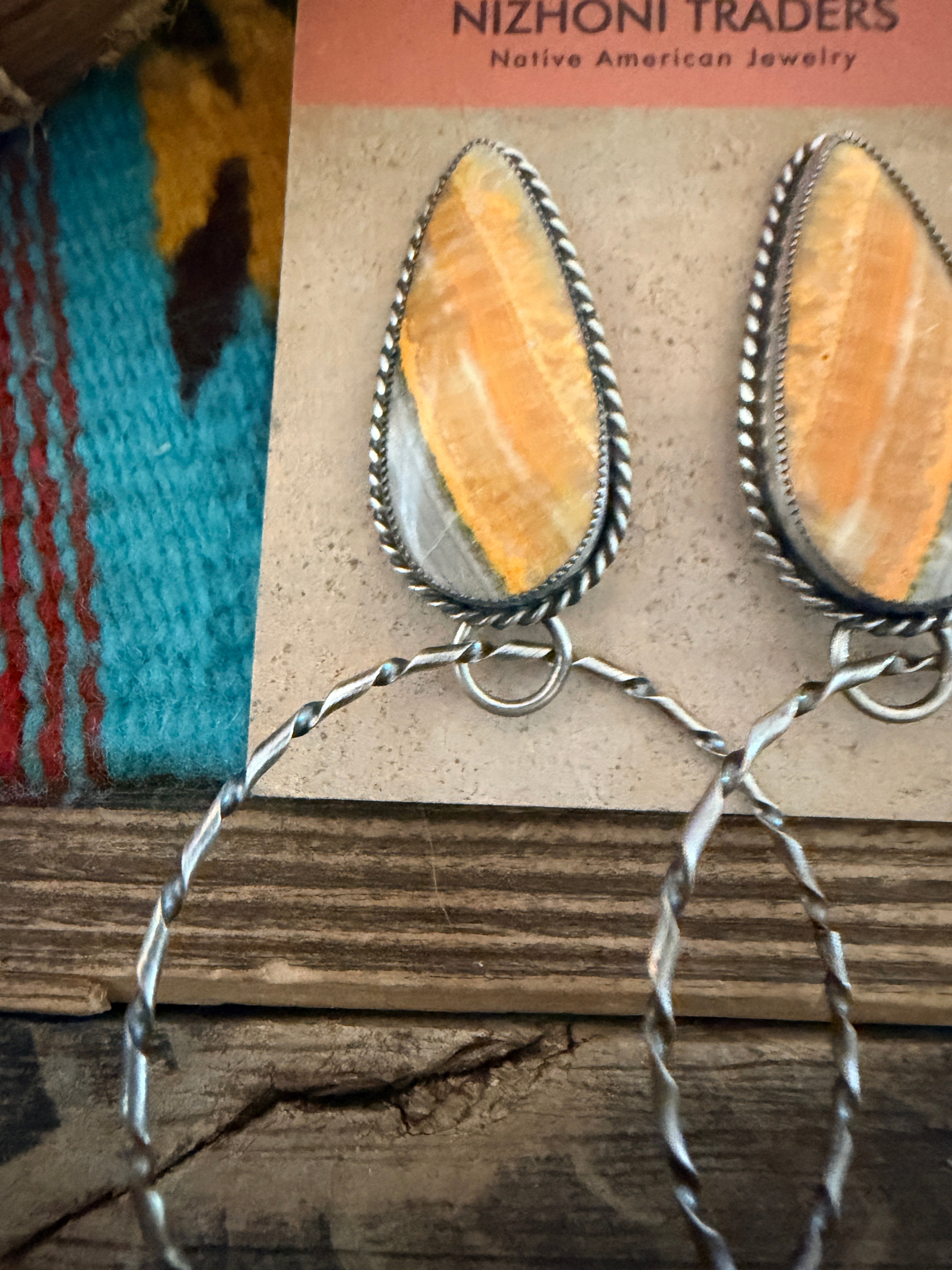 Handcrafted Bumblebee & Sterling Silver Hoop Earrings