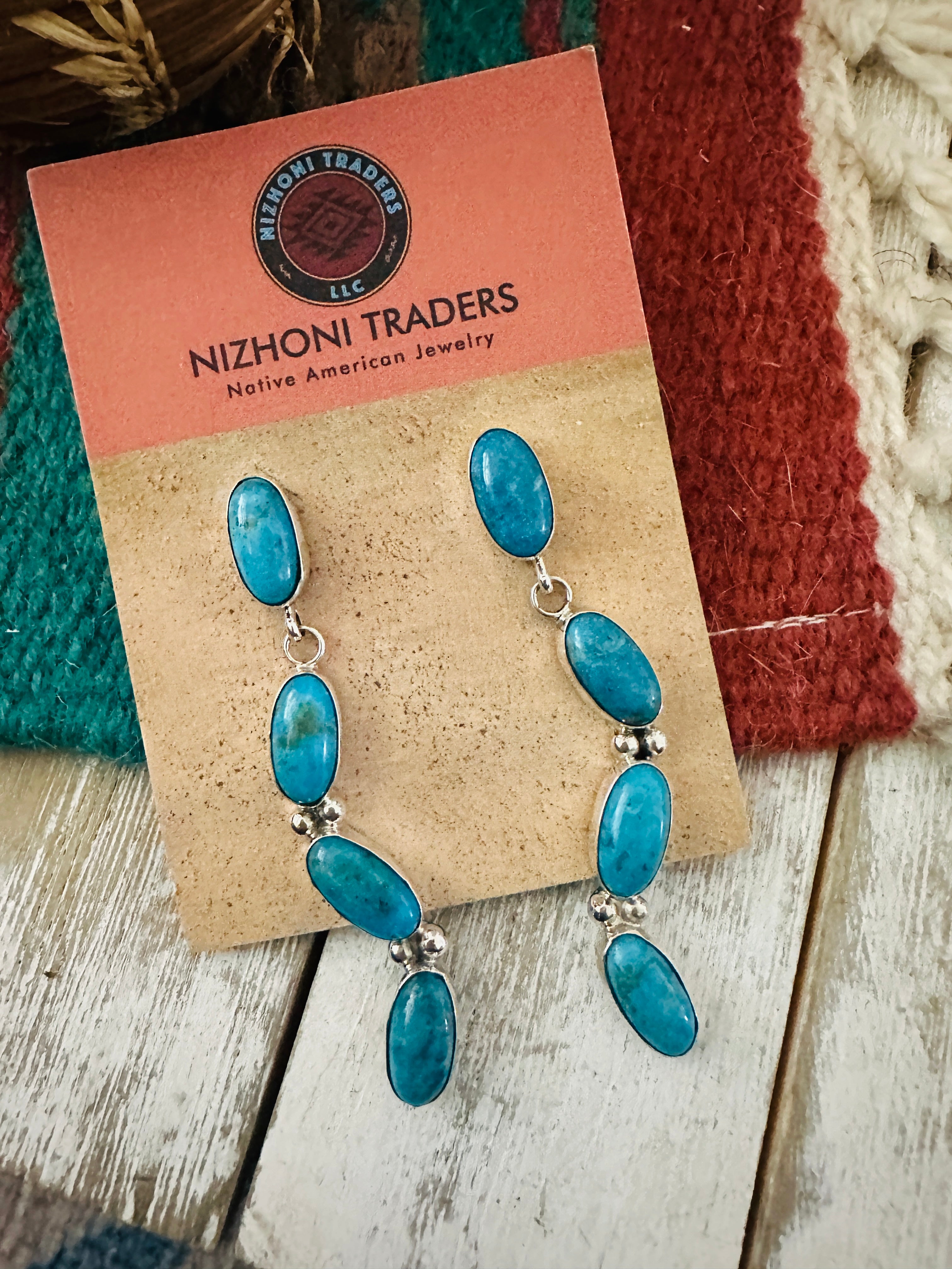 Handcrafted Sterling Silver & Turquoise Dangle Earrings