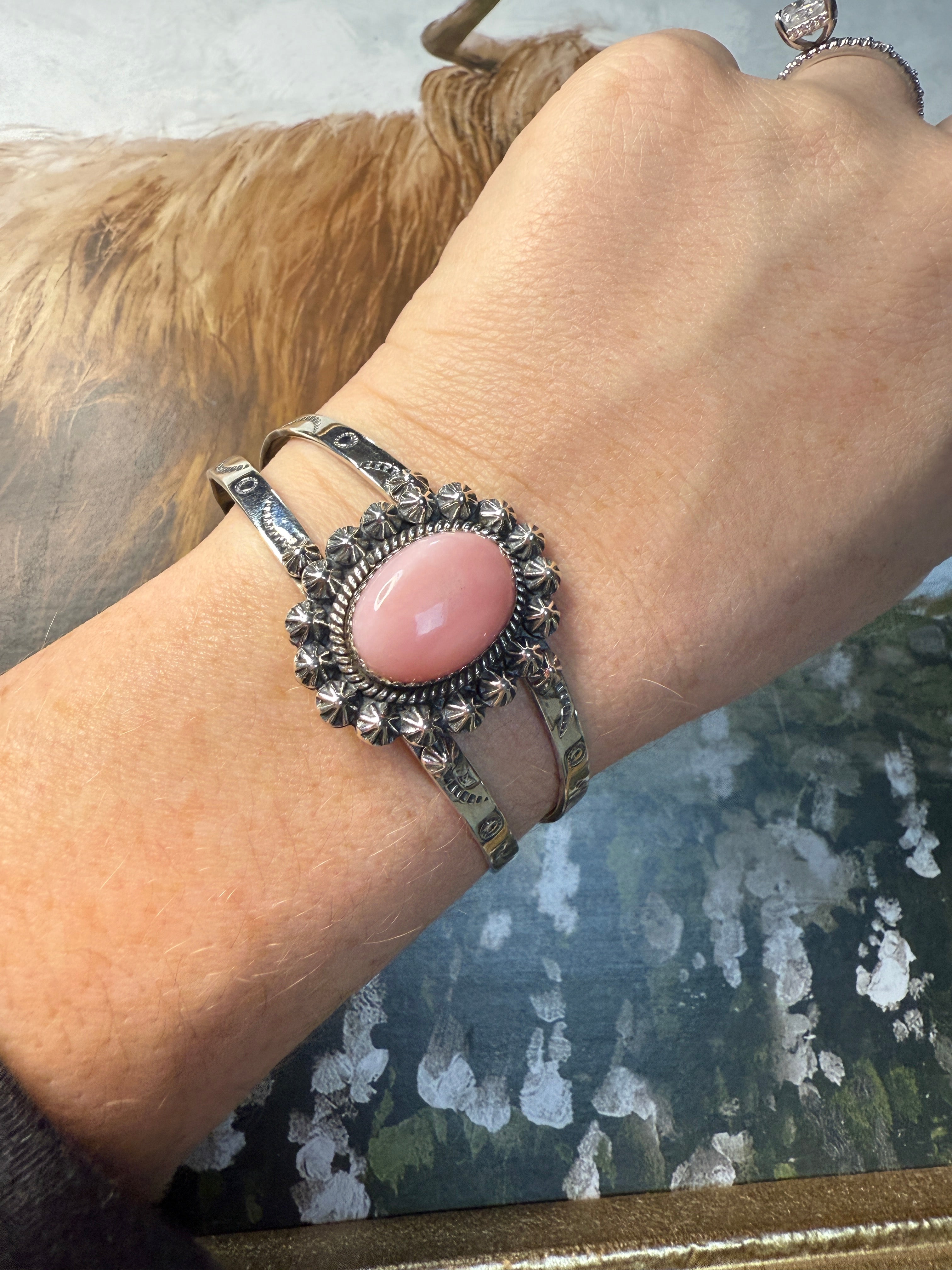 Beautiful Handmade Sterling Silver Pink Conch Cuff