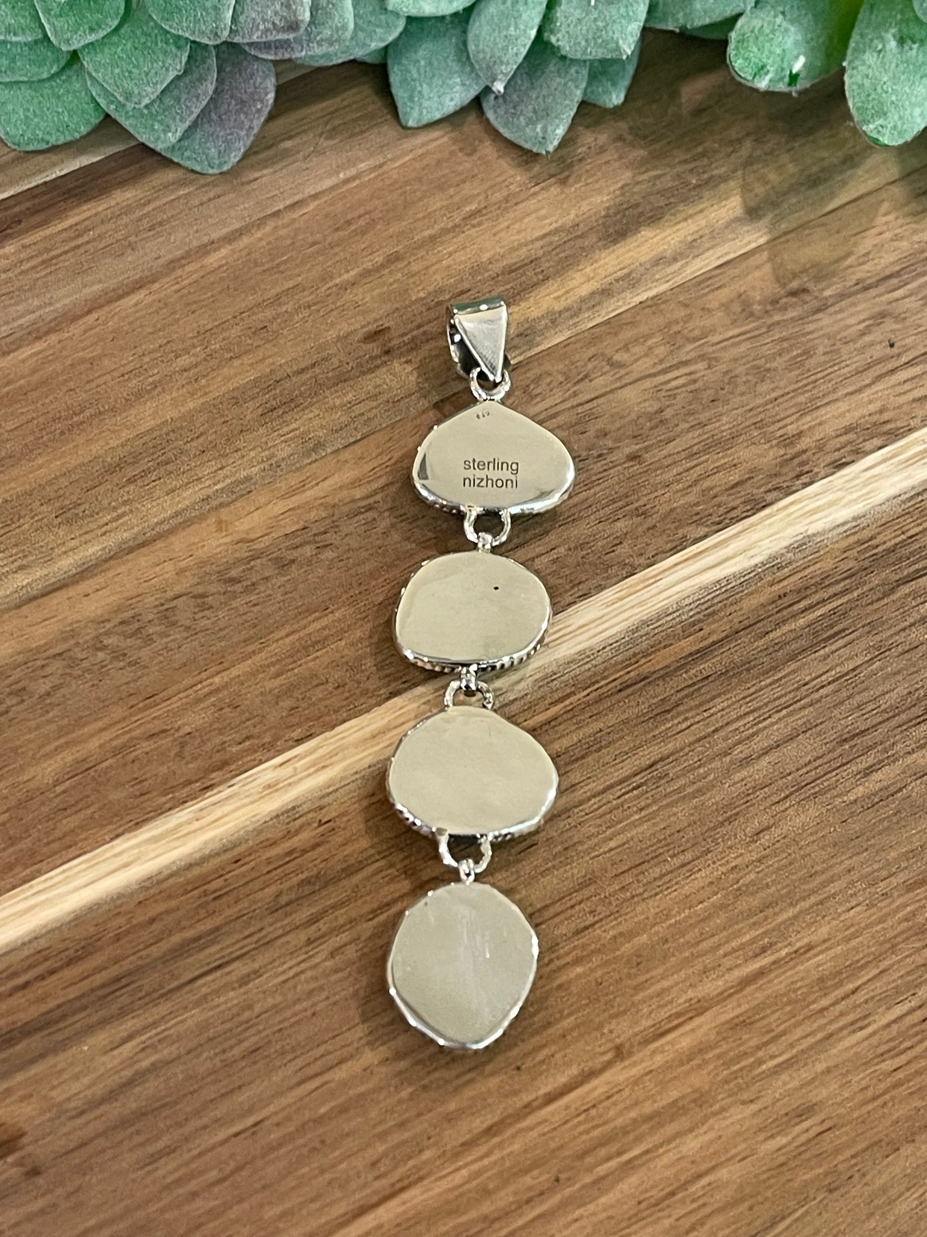 Handmade Sterling Silver & Sonoran Mountain Turquoise Cluster Pendant-Green