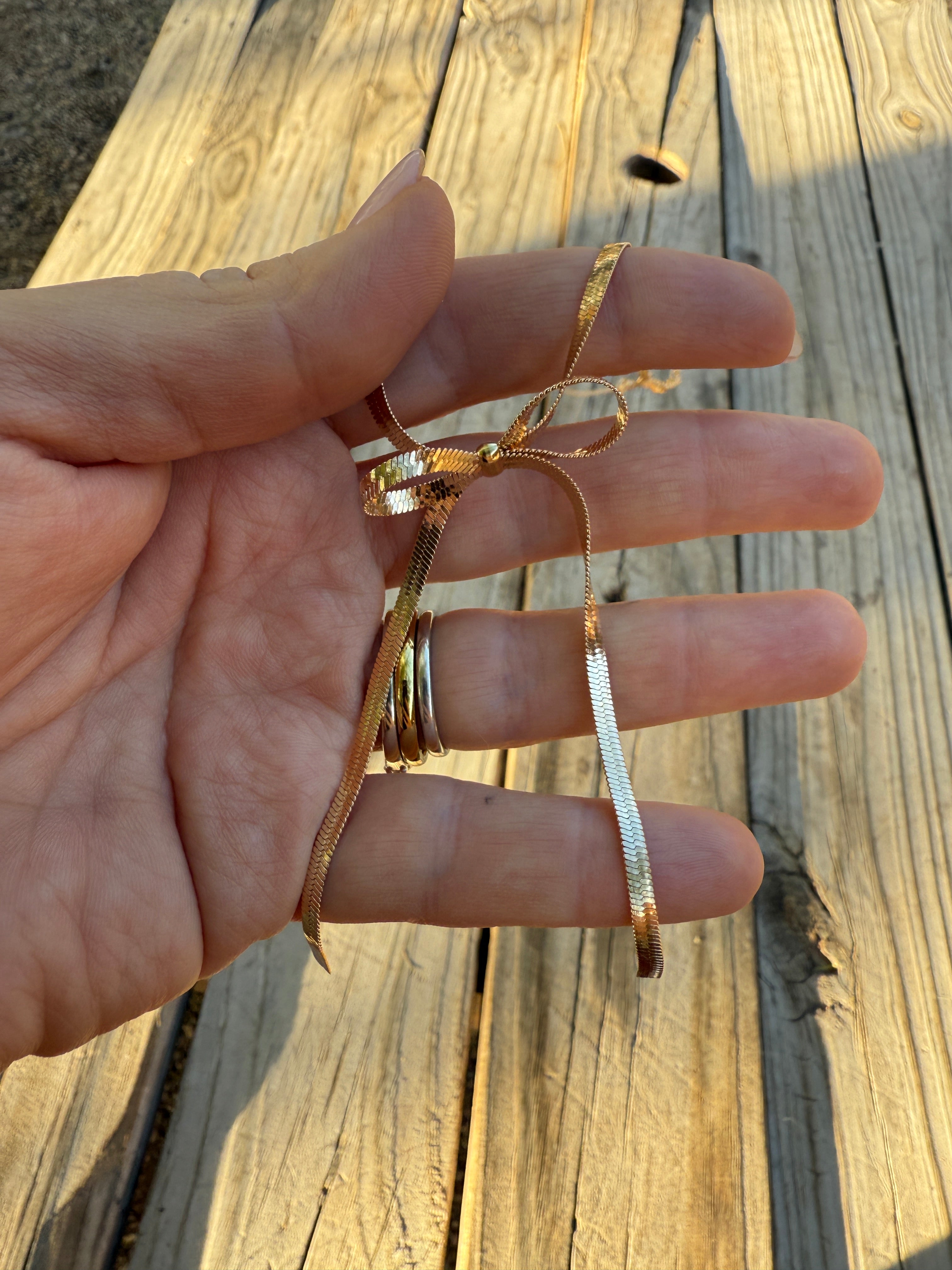 “The Golden Collection” BOW NECKLACE Handmade Gold Plated Necklace STYLE 2