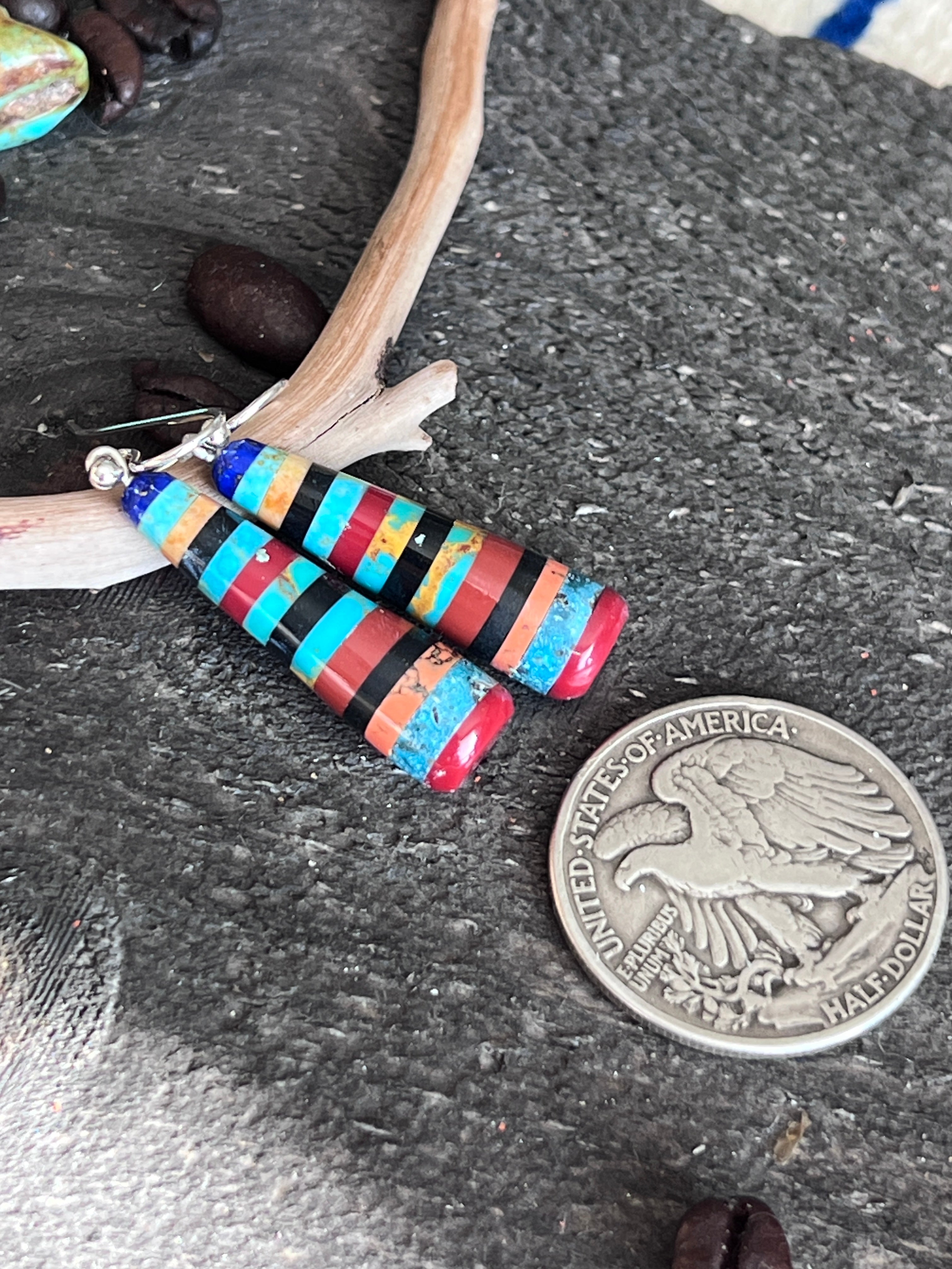 Santo Domingo Layered Multistone Earrings by Ronald Chavez, Stacked Gems #6