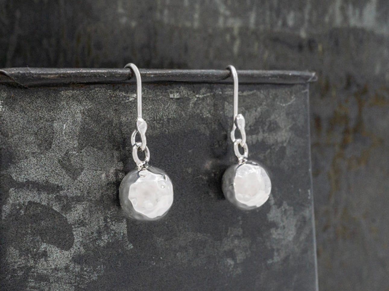 Hammered Ball on Hook Earrings