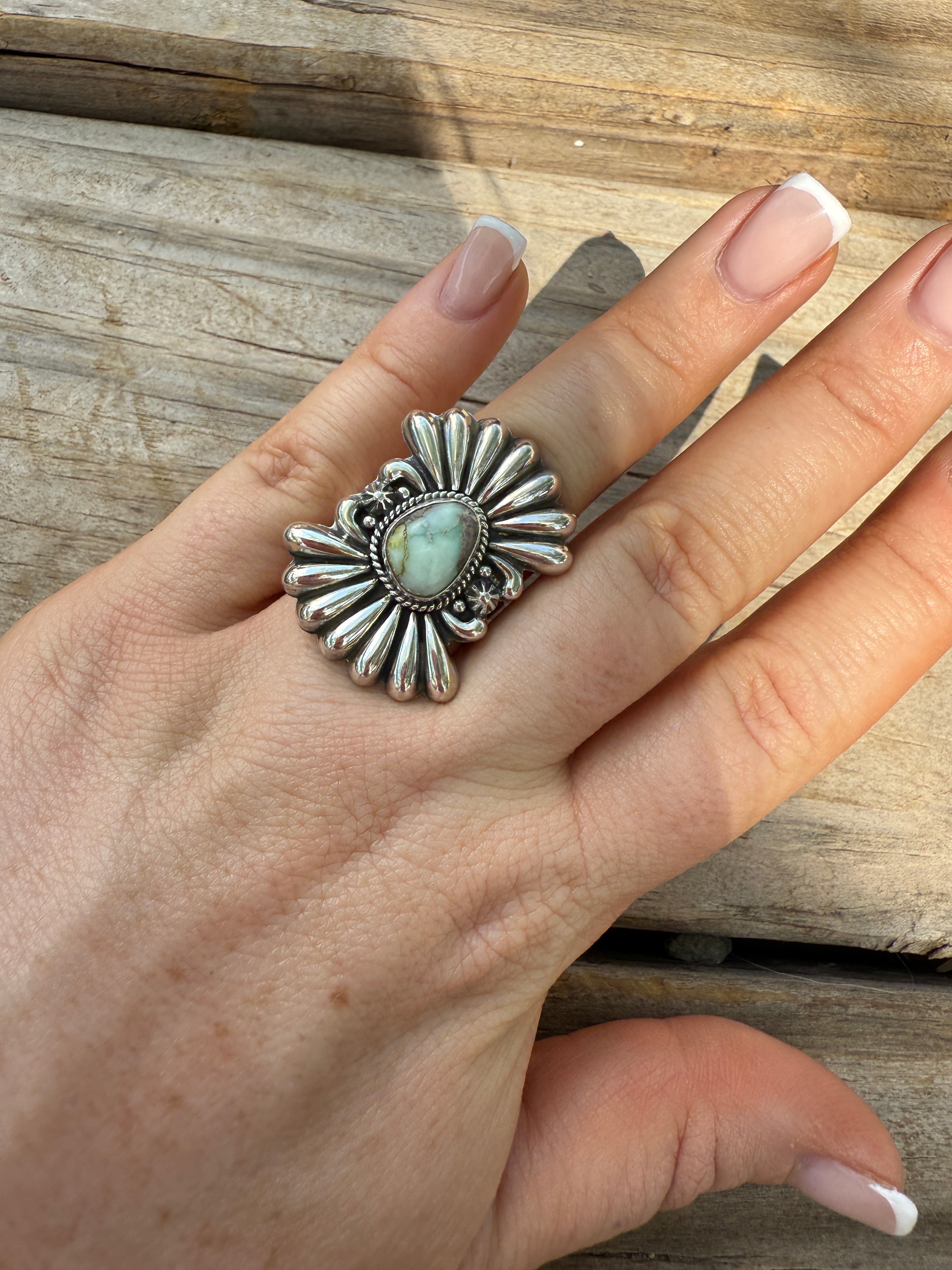 Handmade Palomino Turquoise & Sterling Adjustable Silver Ring