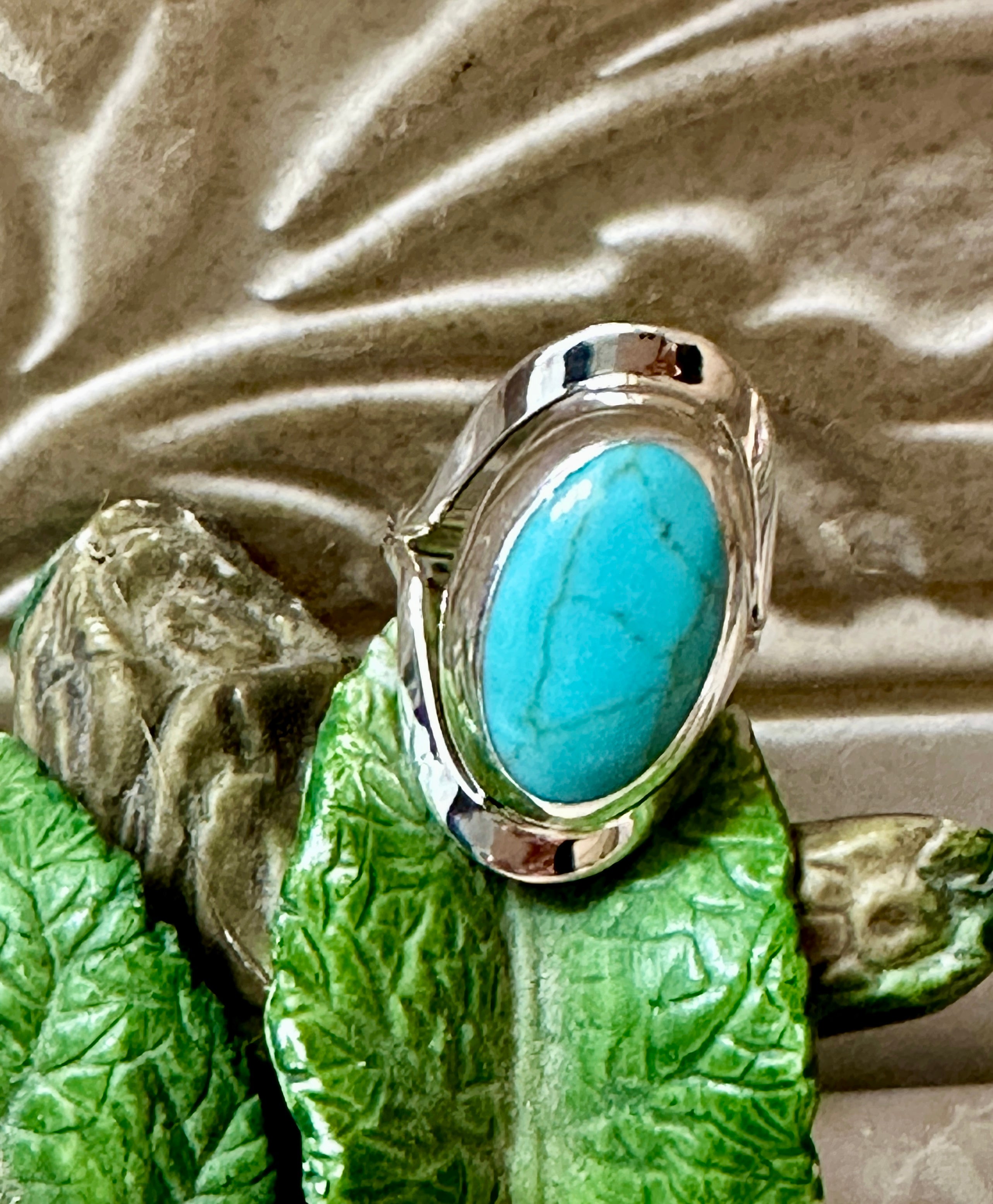 Oval Frame Turquoise Sterling Silver Ring