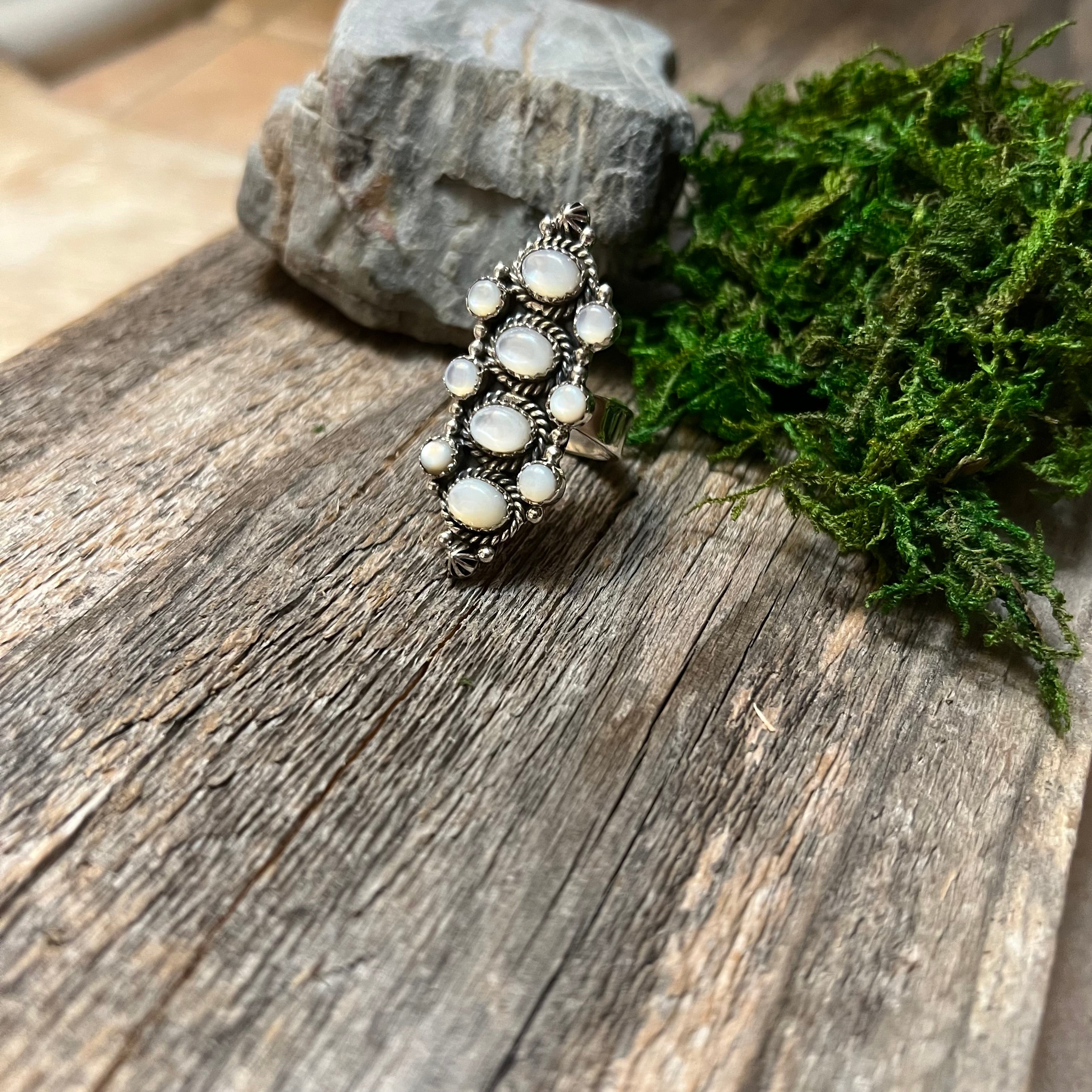 Handmade Sterling Silver & Mother of Pearl Cluster Ring