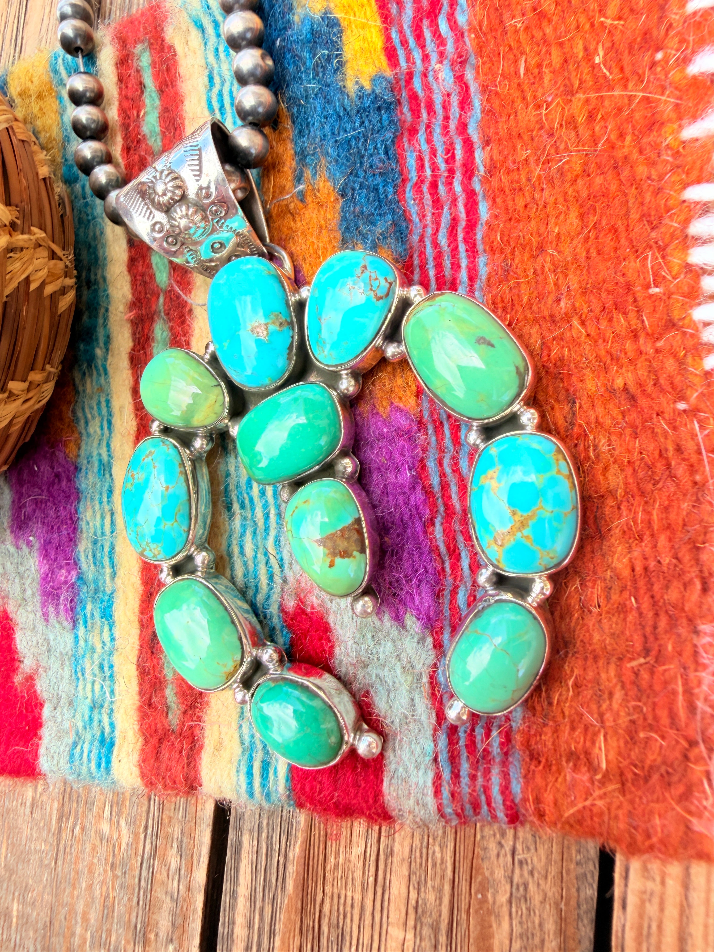 Handmade Sterling Silver Turquoie Naja Pendant By Dan Dodson larger style