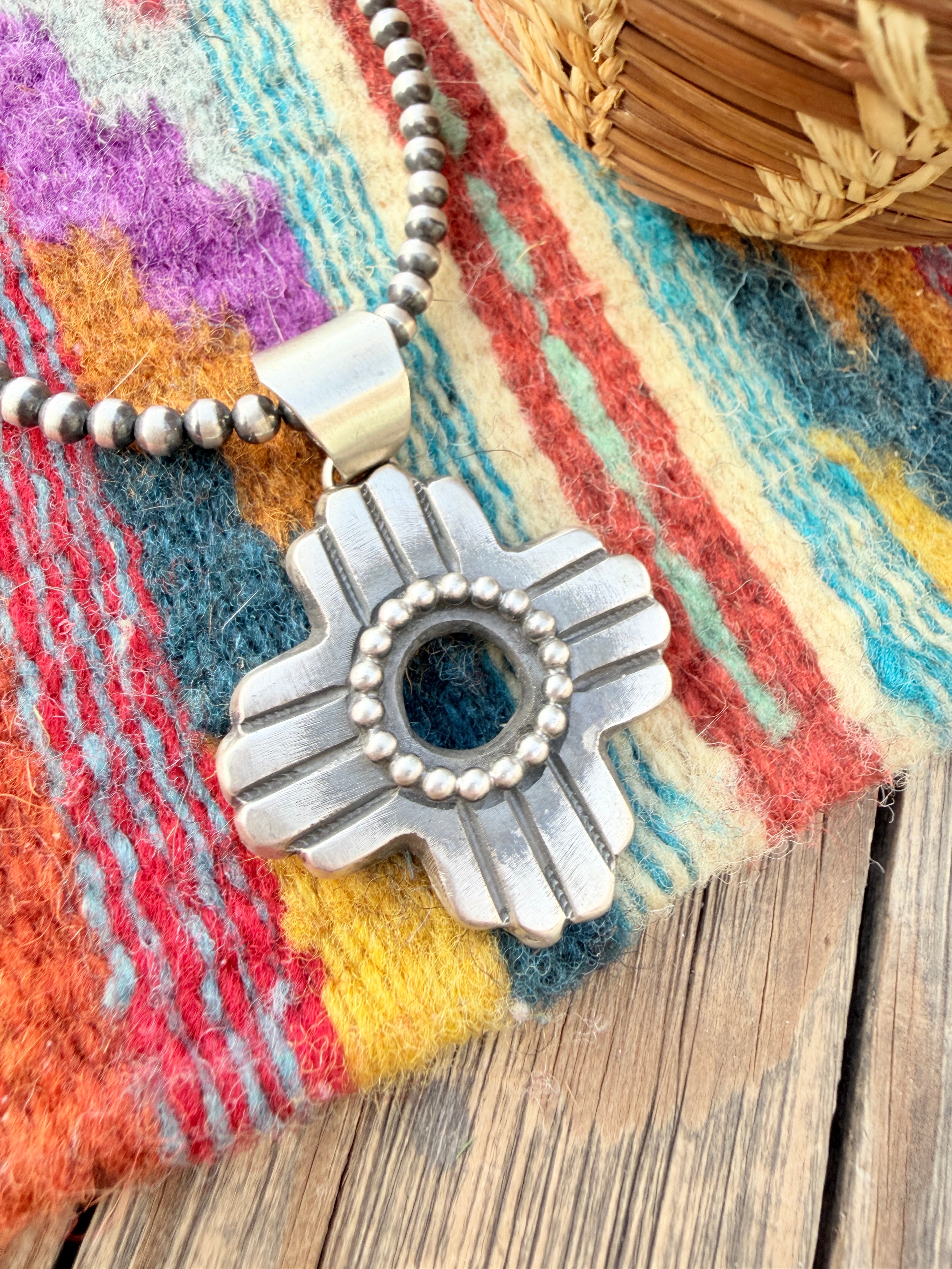 Handcrafted Sterling Silver Zia Cross Pendant by Chimney Butte