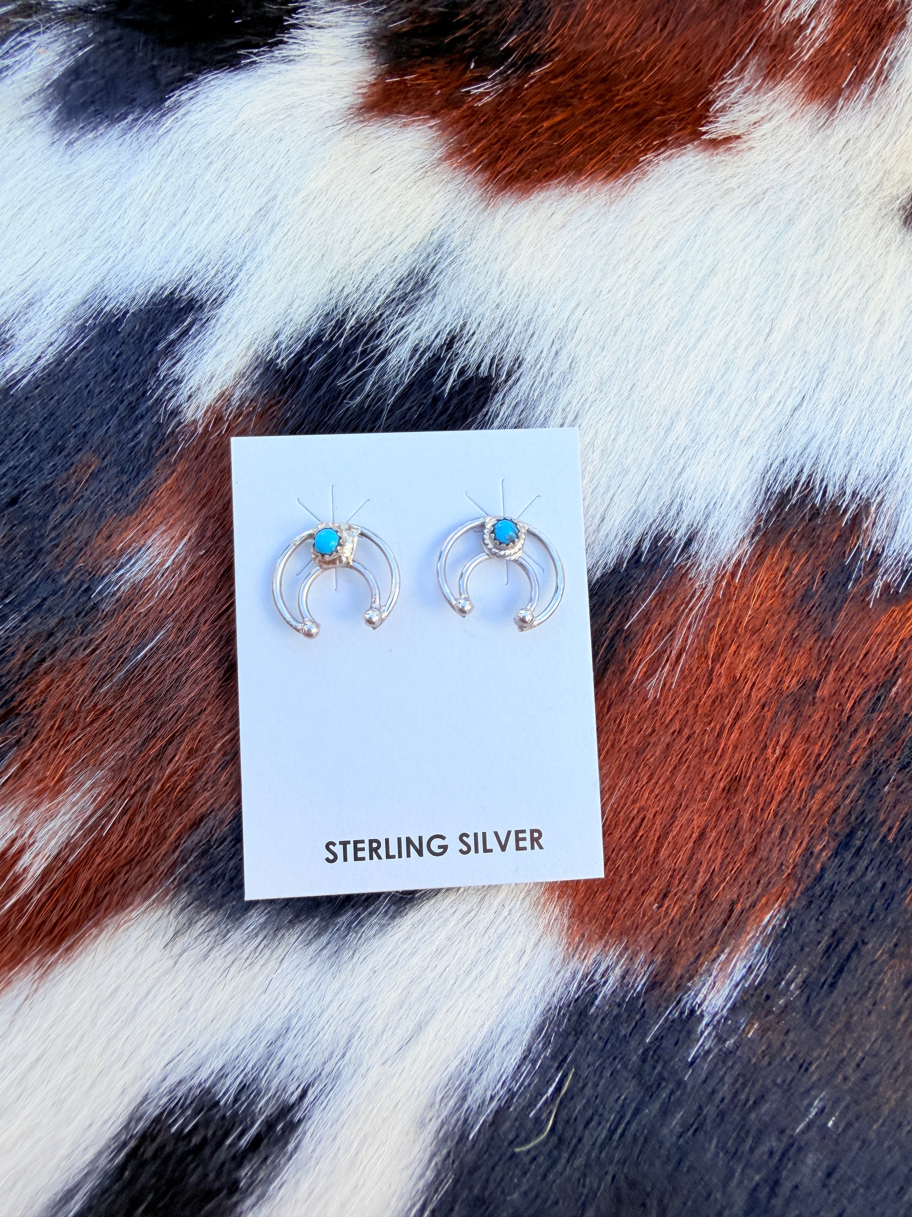 Handcrafted Sterling Silver & Turquoise Naja Stud Earrings
