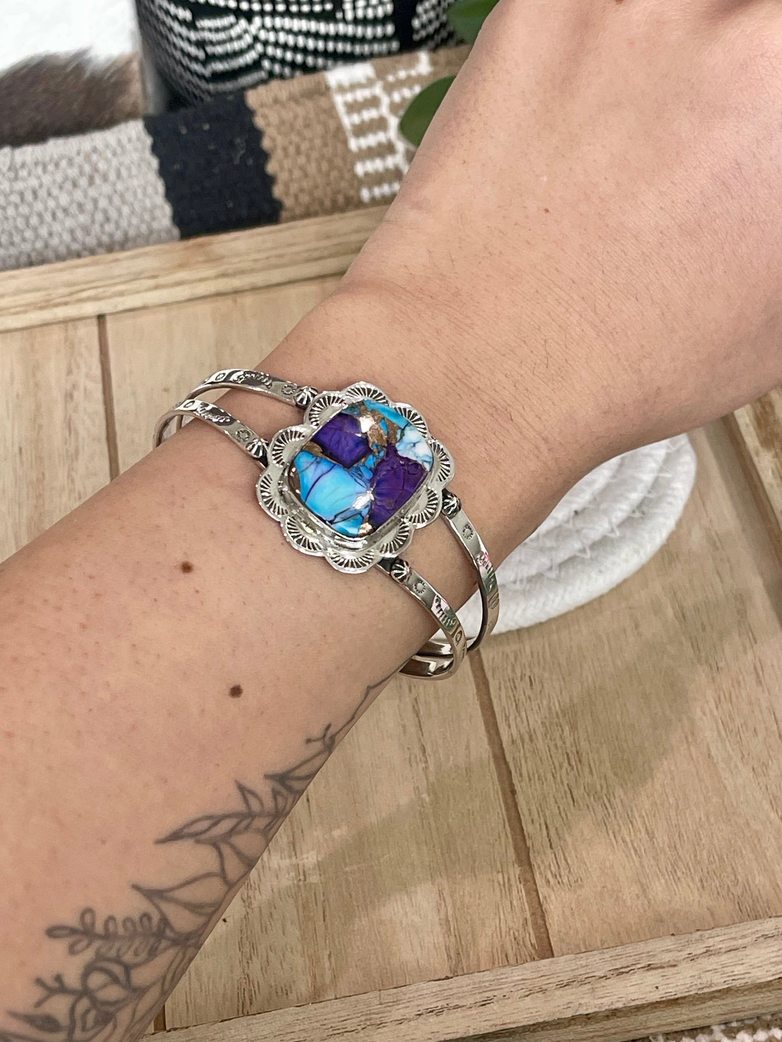 Handmade Purple Dream Mojave & Sterling Silver Cuff Bracelet