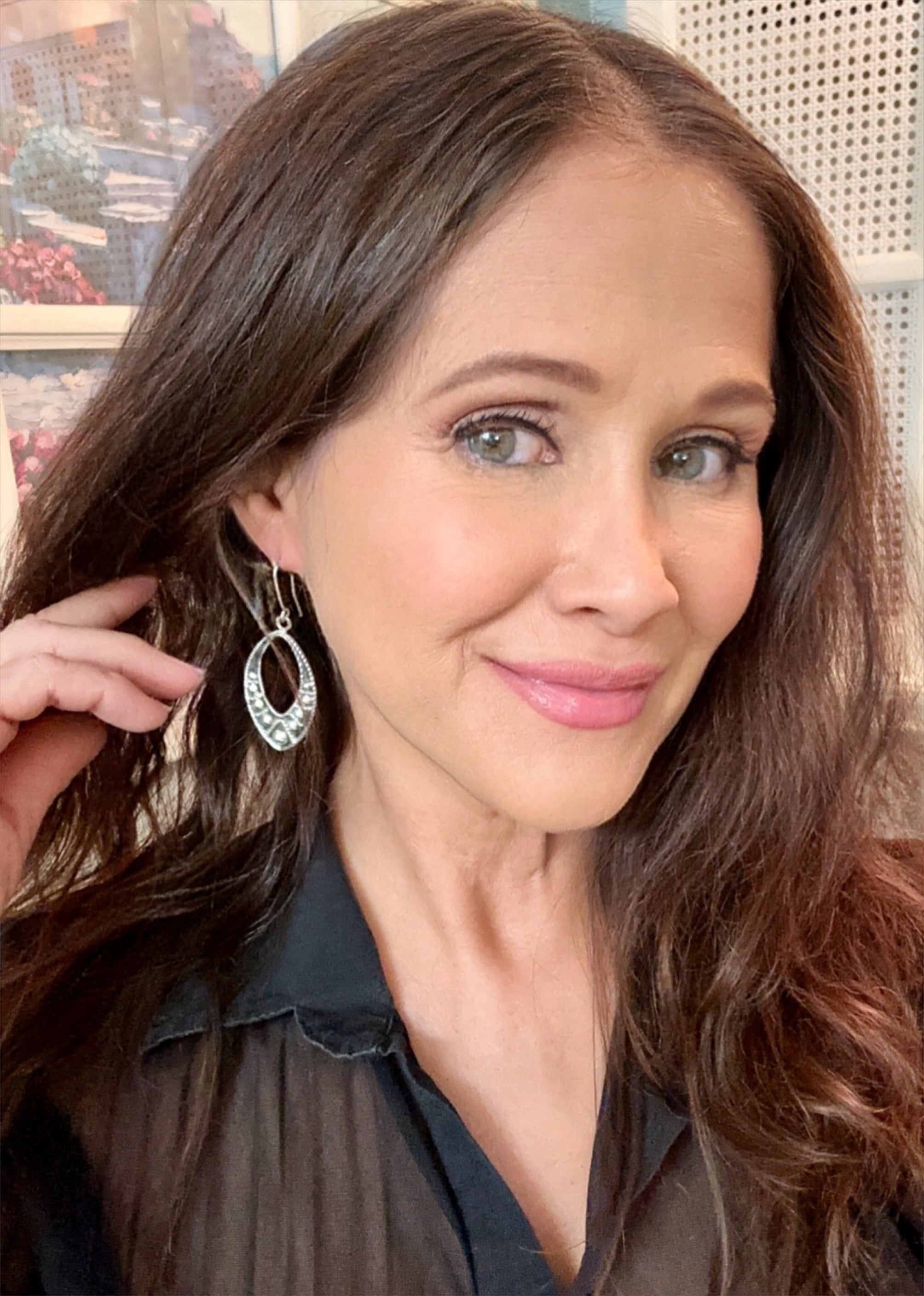 Vintage Style Beaded Sterling Silver Marquise Earrings