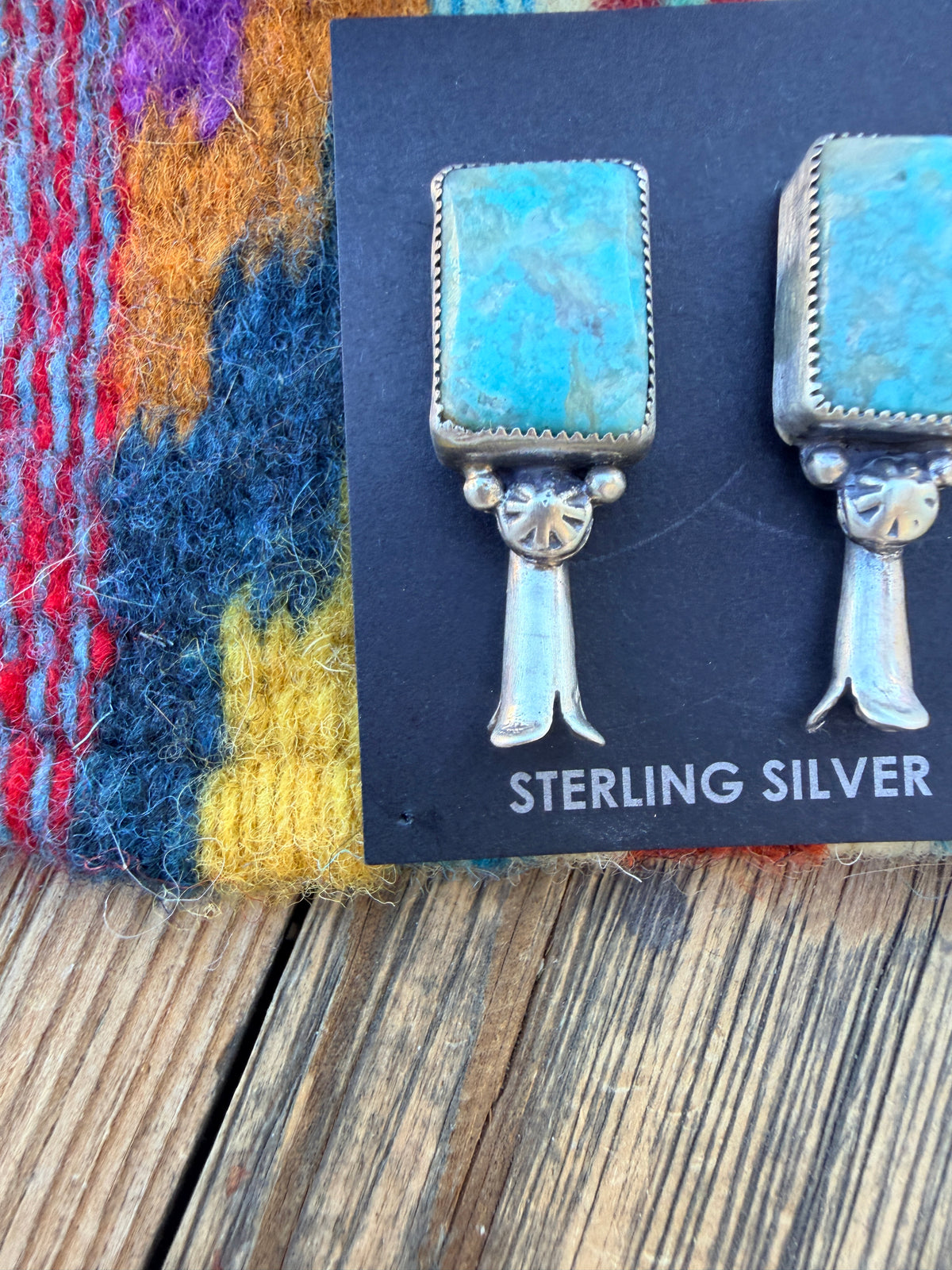 Handcrafted Turquoise & Sterling Silver Blossom Post Earrings