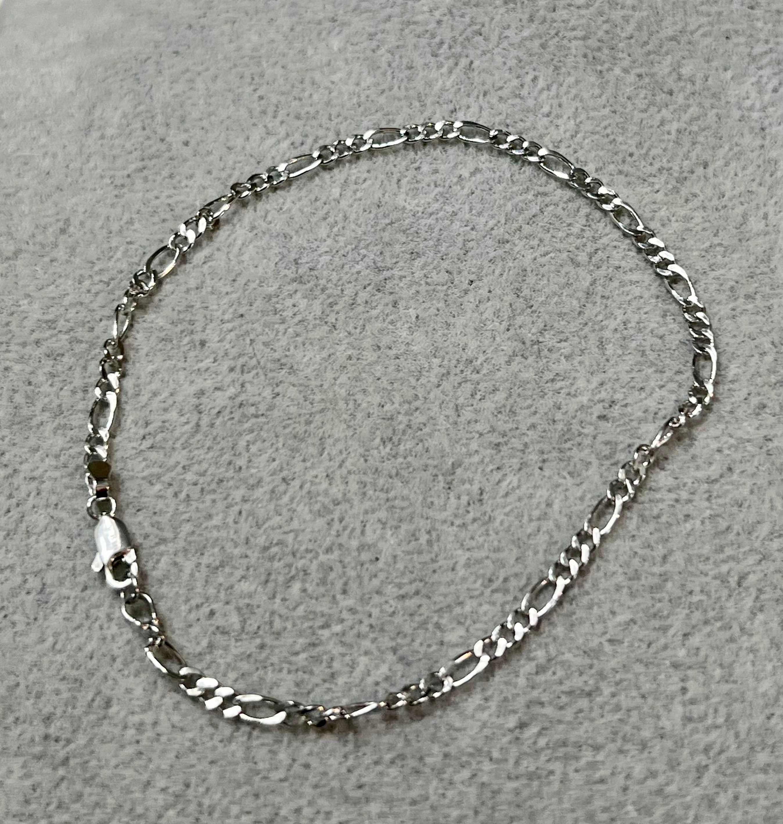Sterling Silver Figaro Chain Bracelet 6”