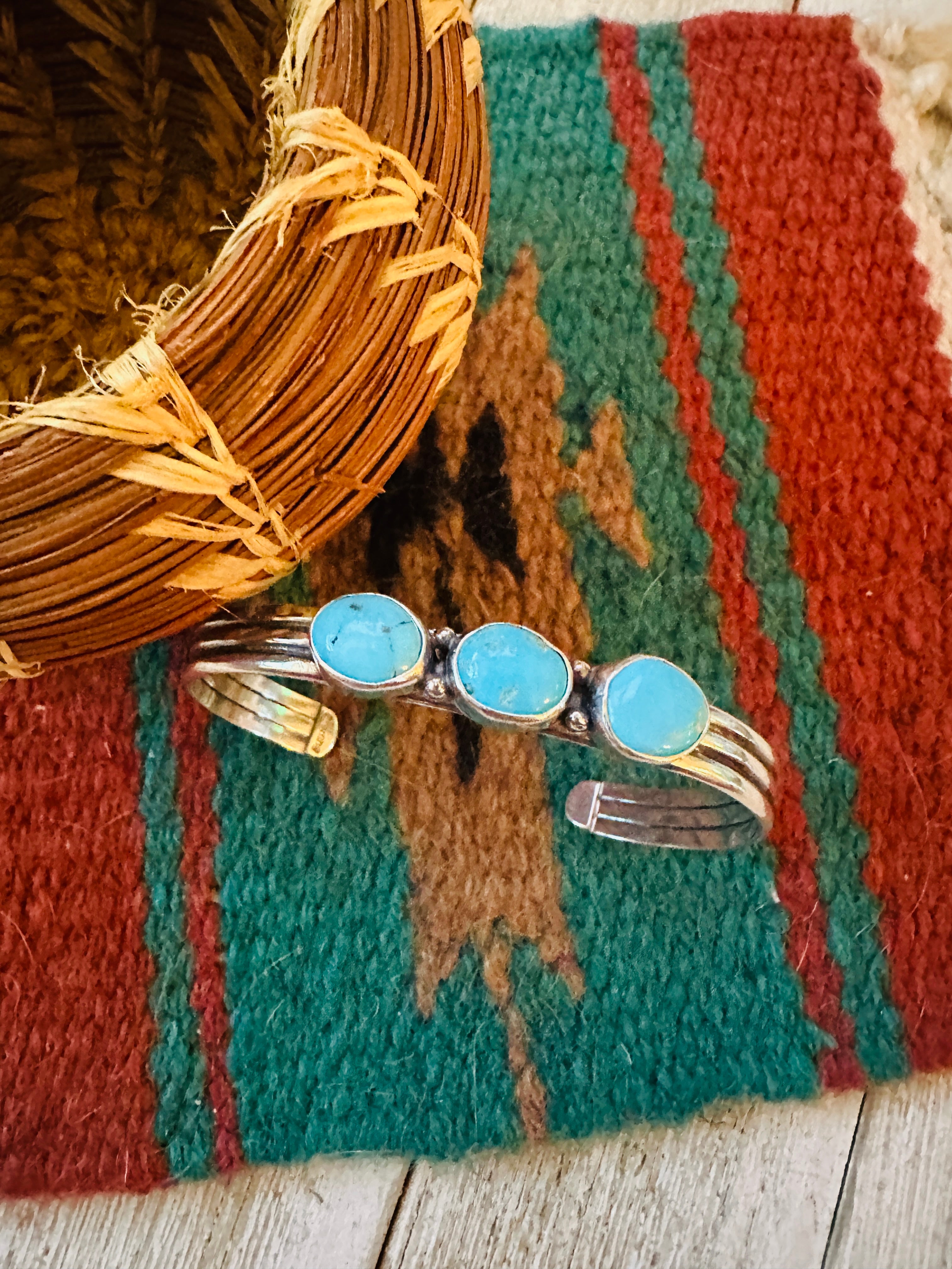 Handcrafted Turquoise & Sterling Silver Cuff Bracelet