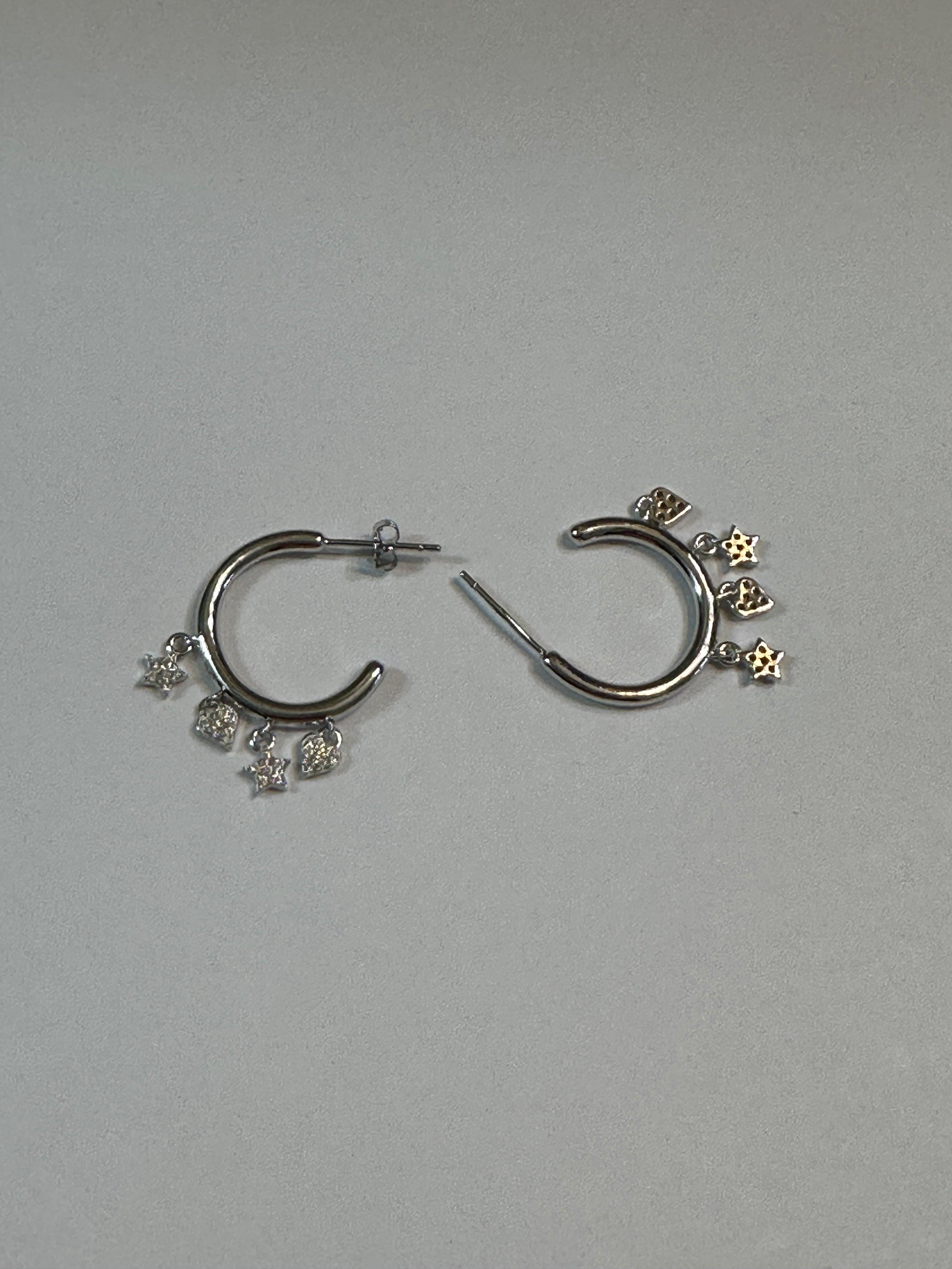 Sterling Silver Celeste CZ Charm Hoop Earrings