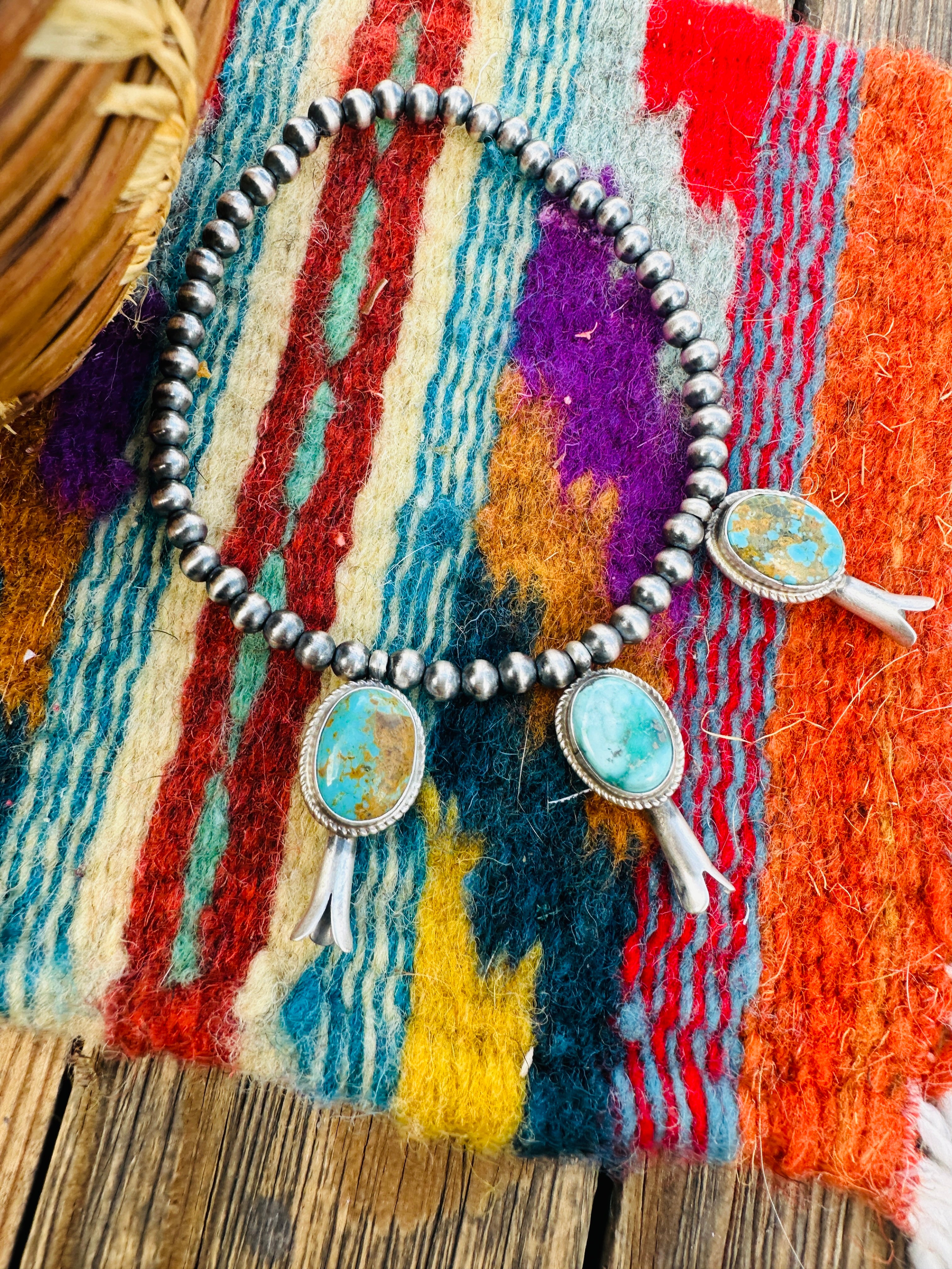 Handcrafted 3mm Sterling Silver Pearl & Turquoise Blossom Stretch Bracelet