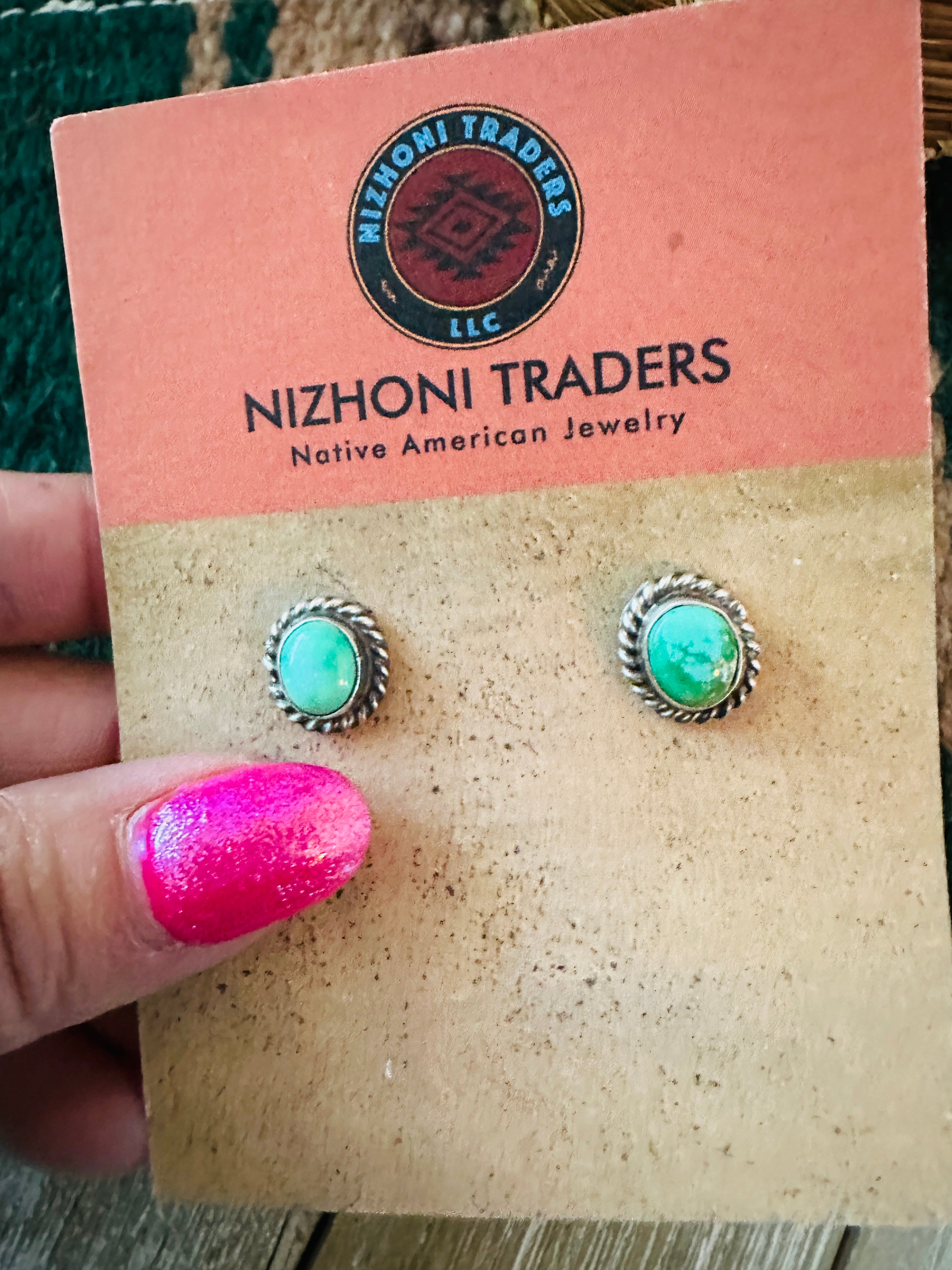 Handcrafted Sonoran Mountain Turquoise & Sterling Silver Stud Earrings