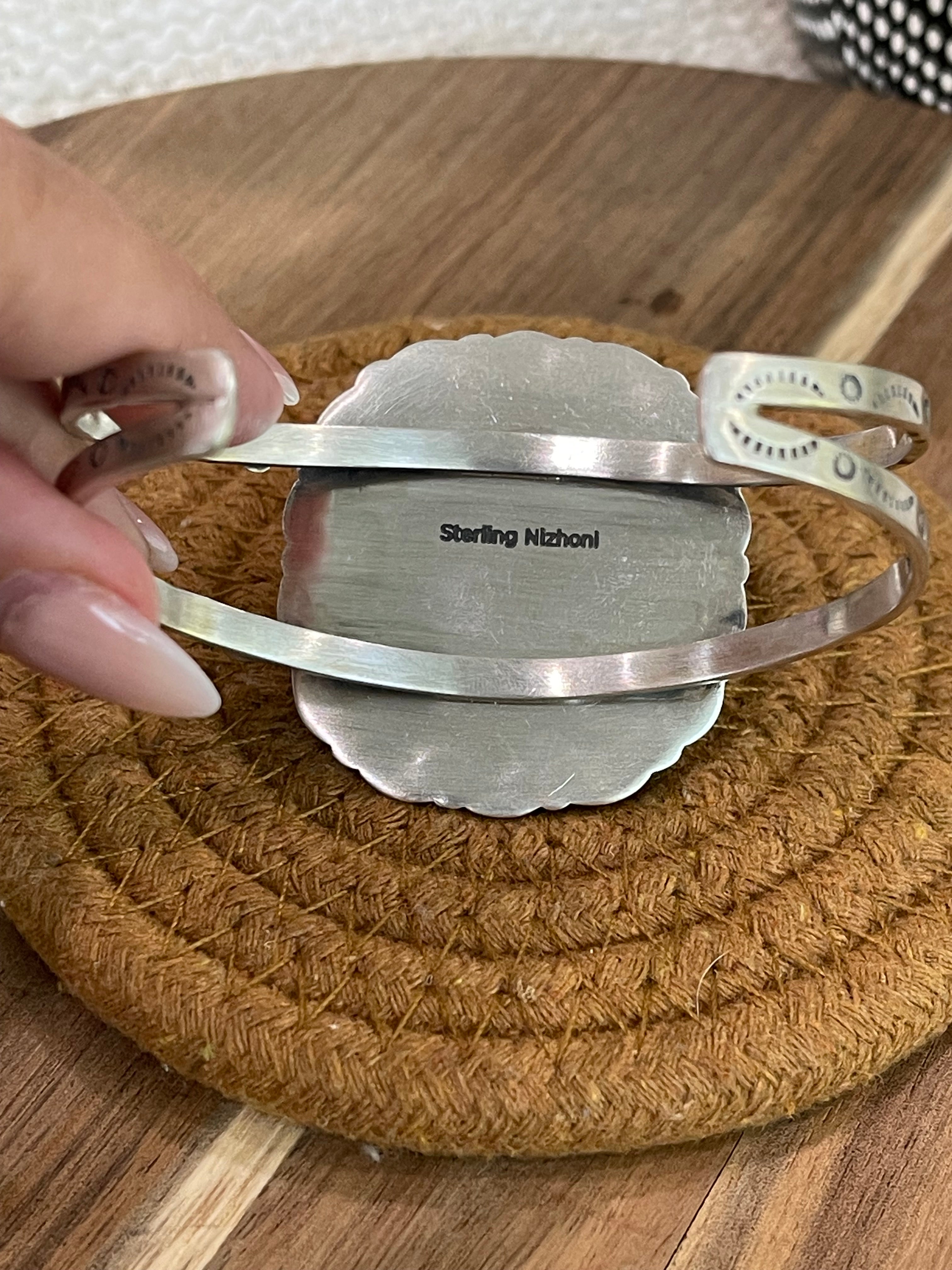 Gorgeous Handmade Sterling Silver & Royston Turquoise Cuff Bracelet