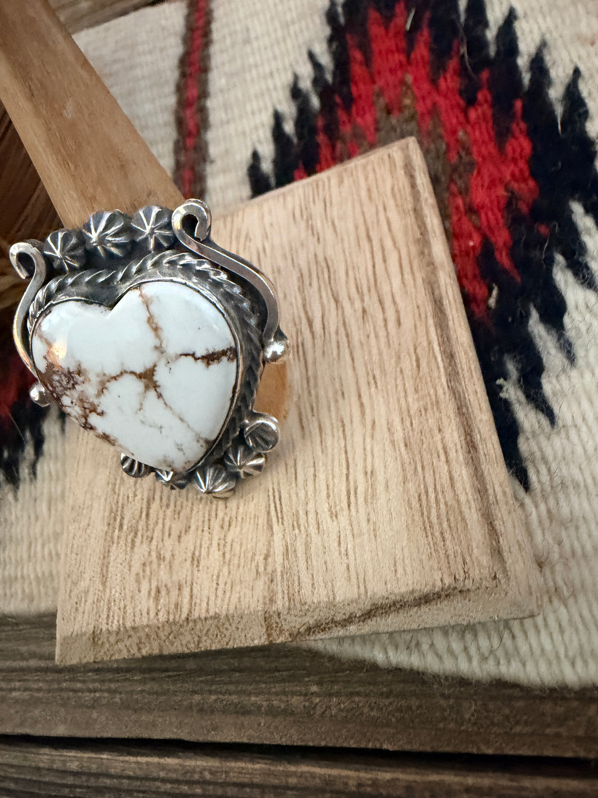 Handcrafted Wild Horse & Sterling Silver Heart Ring 10 by Rosella Paxson