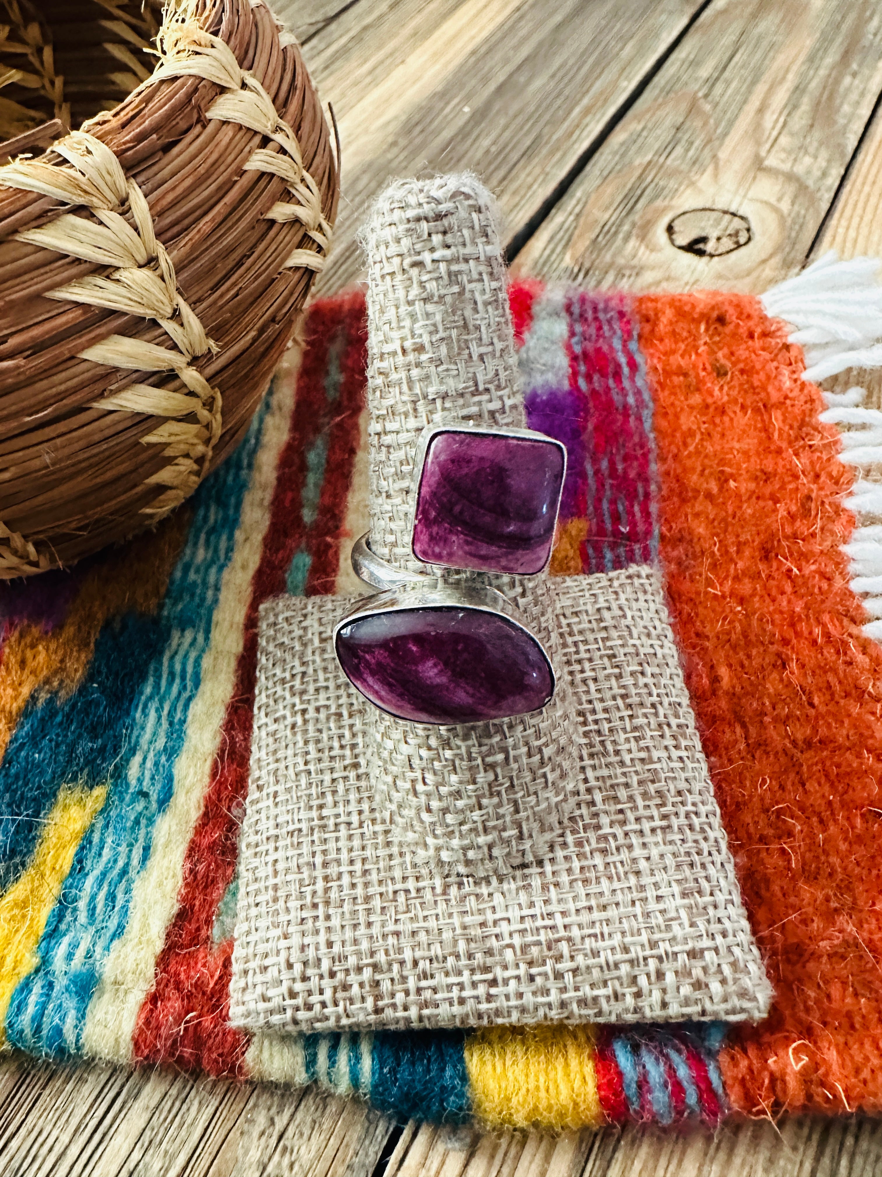 Handcrafted Purple Spiny Oyster & Sterling Silver Adjustable Ring