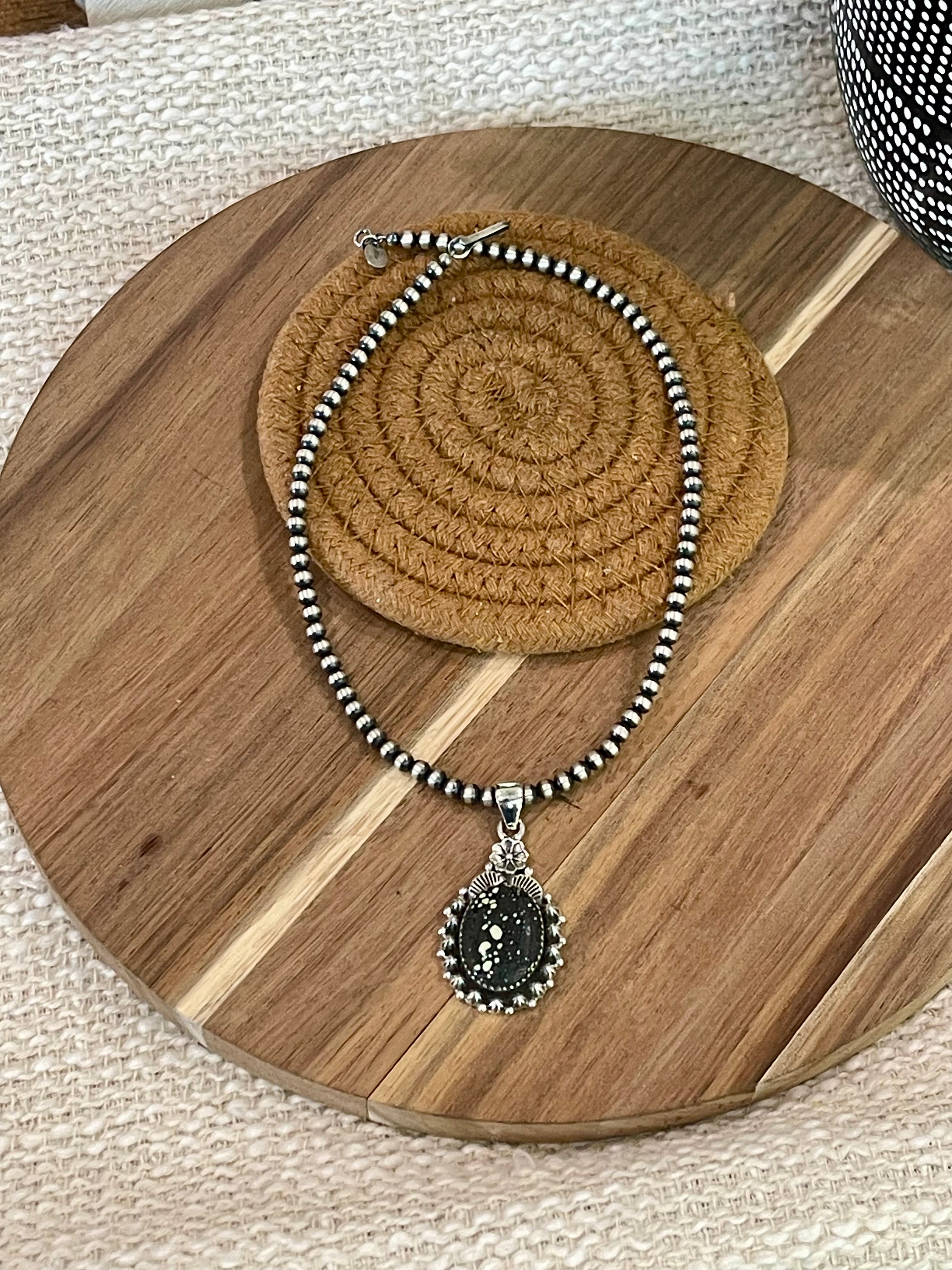 Beautiful Handmade Sterling Silver & New Lander Turquoise Pendant