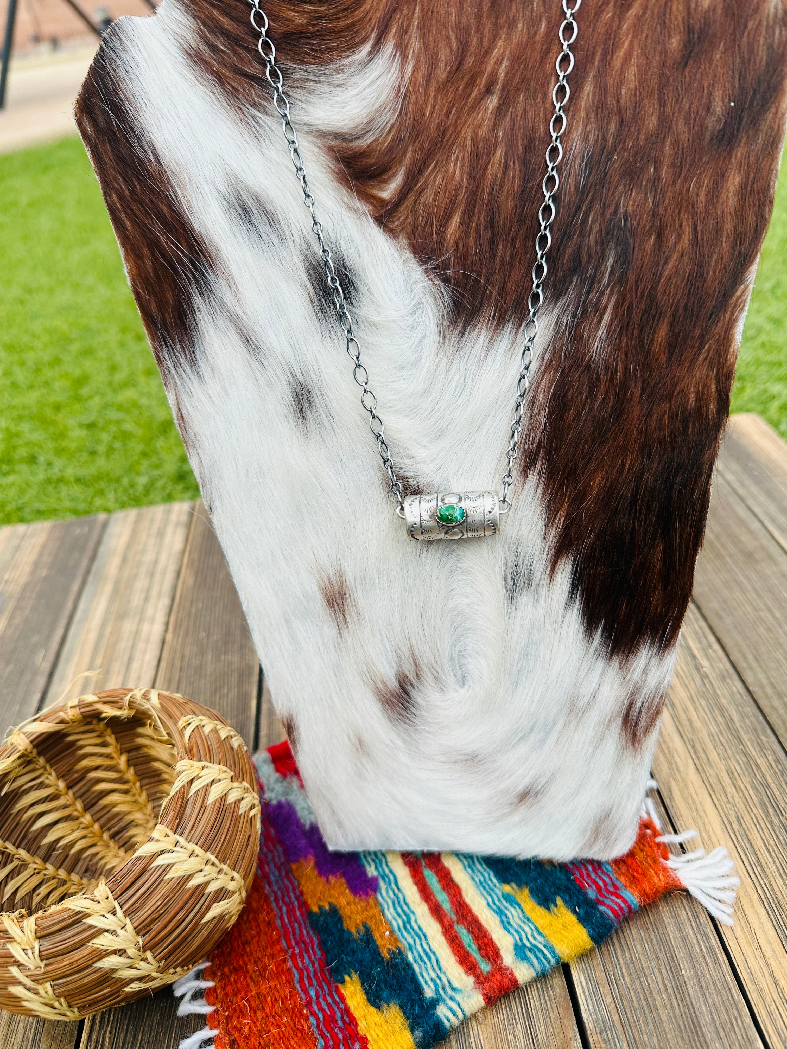 Handcrafted Sonoran Mountain Turquoise & Sterling Silver Necklace