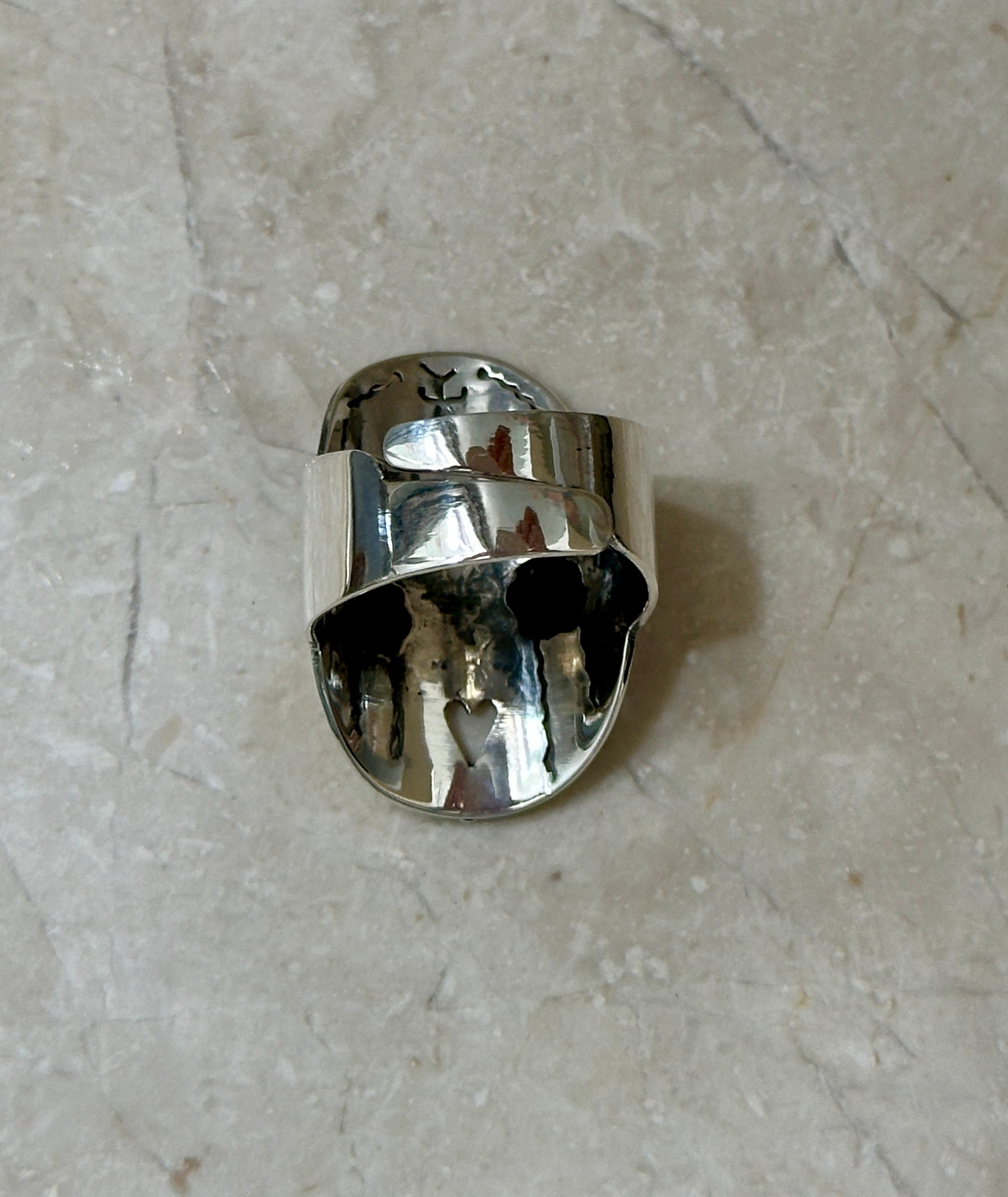 Sugar Skull Sterling Silver Ring Adjustable up to 2 sizes